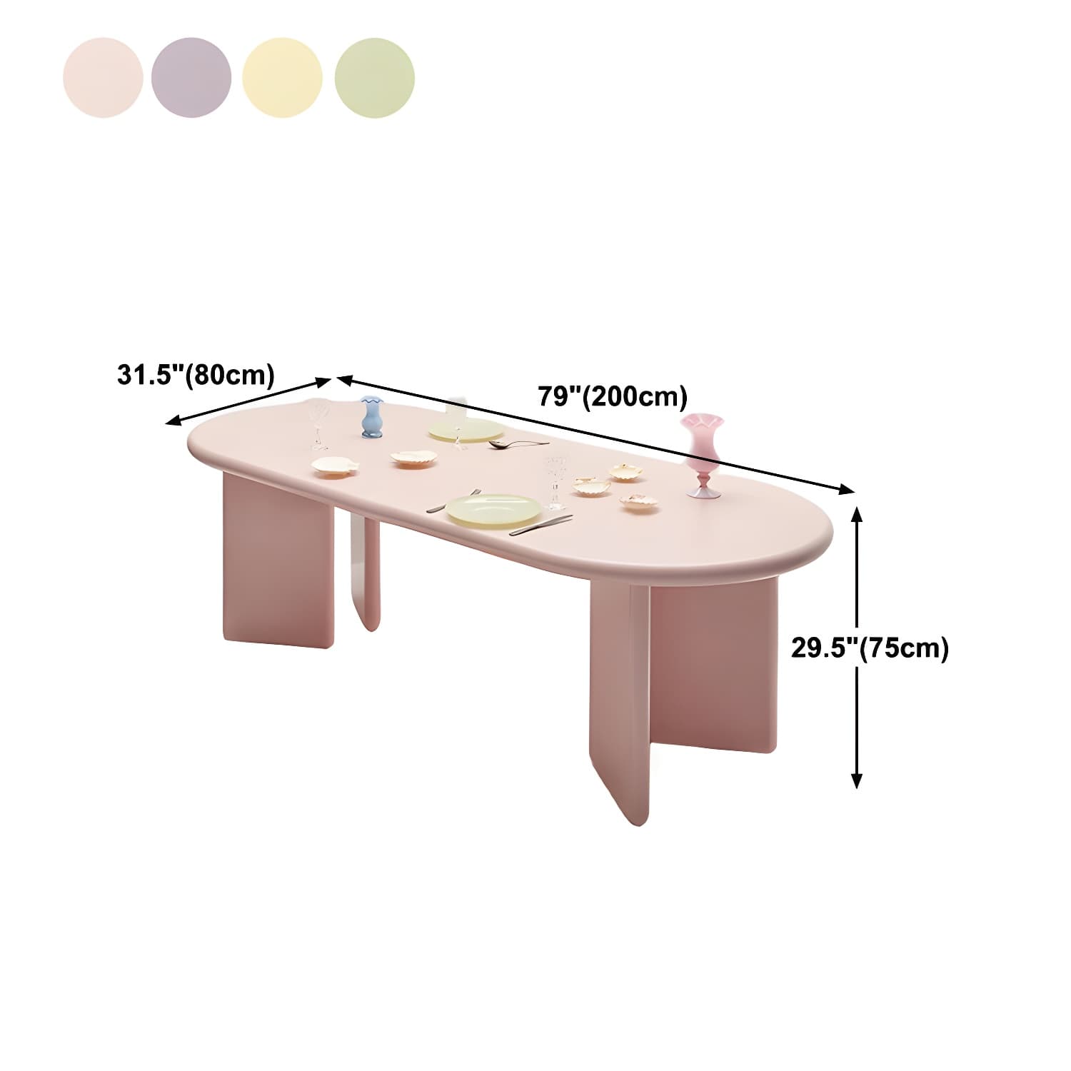 Modern Style Dining Table Oval Solid Wood Dining Table with Double Pedestal Base - image 15