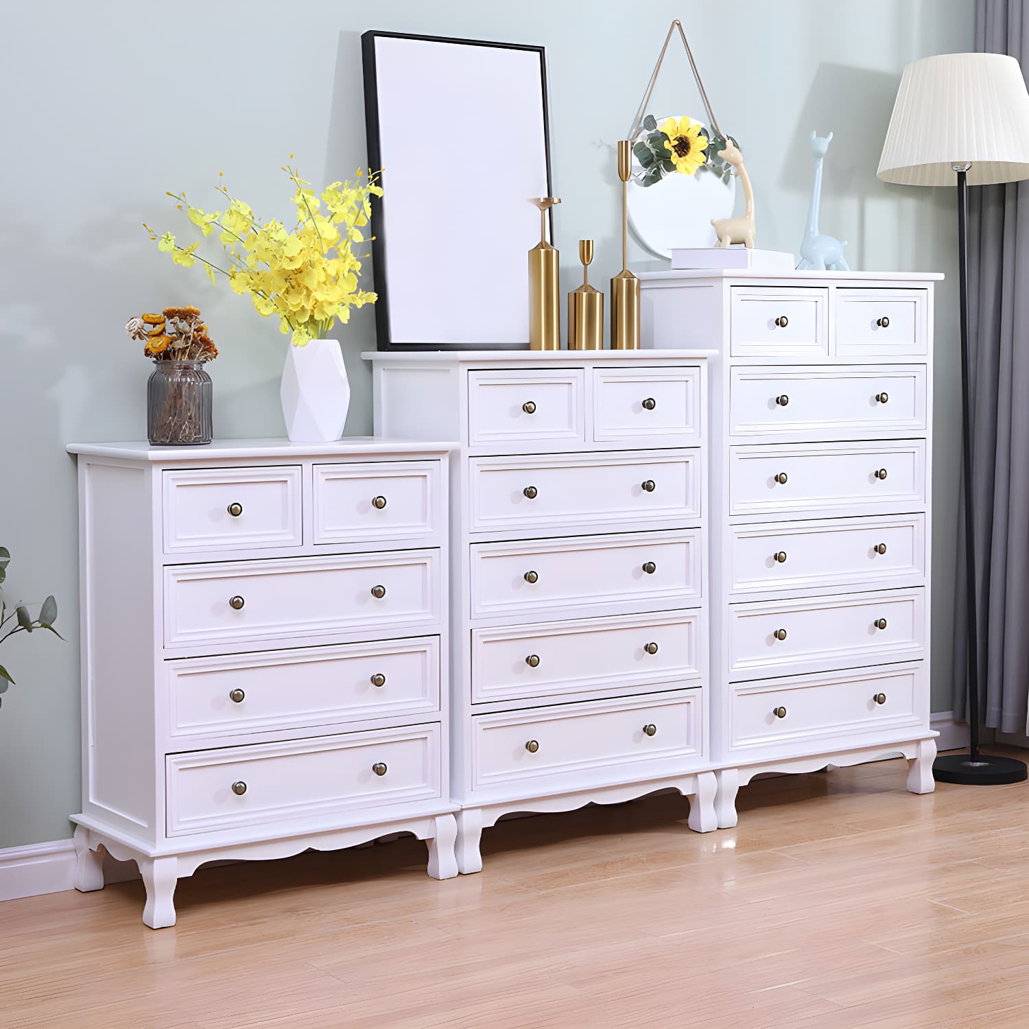 Vintage Solid Wood Dresser 14" W Vertical Storage Chest with Drawers - image 9