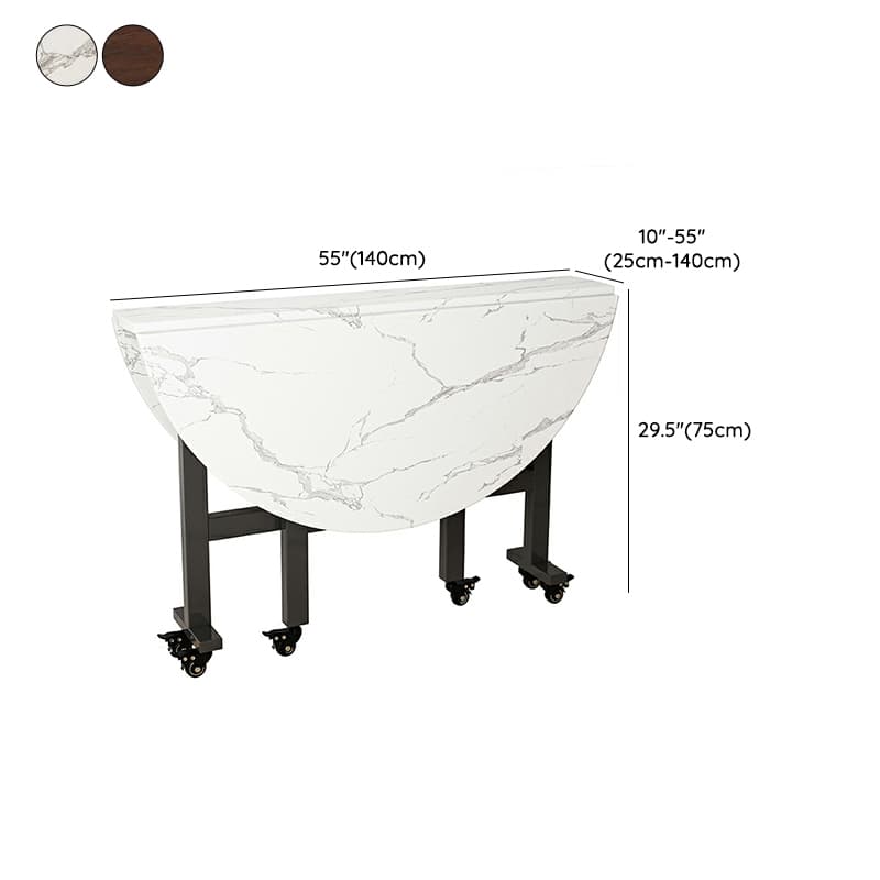 Modern Round Wood Dining Table with Drop Leaf and Extendable Mechanism - image 14