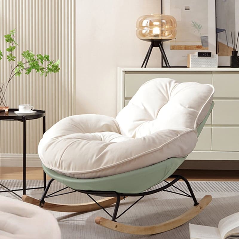Chalk Simple 2 Piece Set Rocking Chair with Ottoman, Scratch-tolerant and Padded Upholstery - image 4