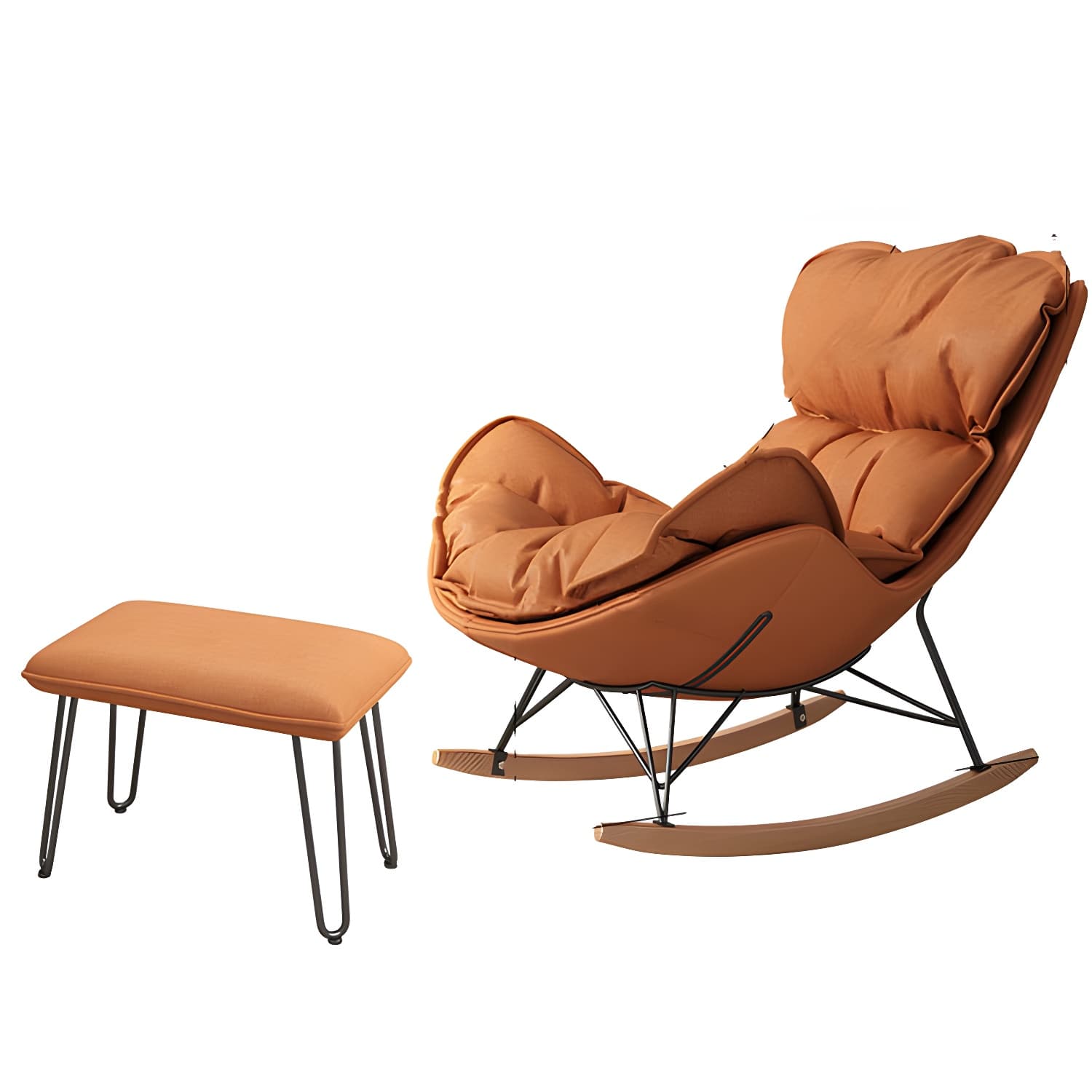 Modern Metal Indoor Rocking Chair with Upholstered Seat - Armless Design for Comfortable Seating - image 14