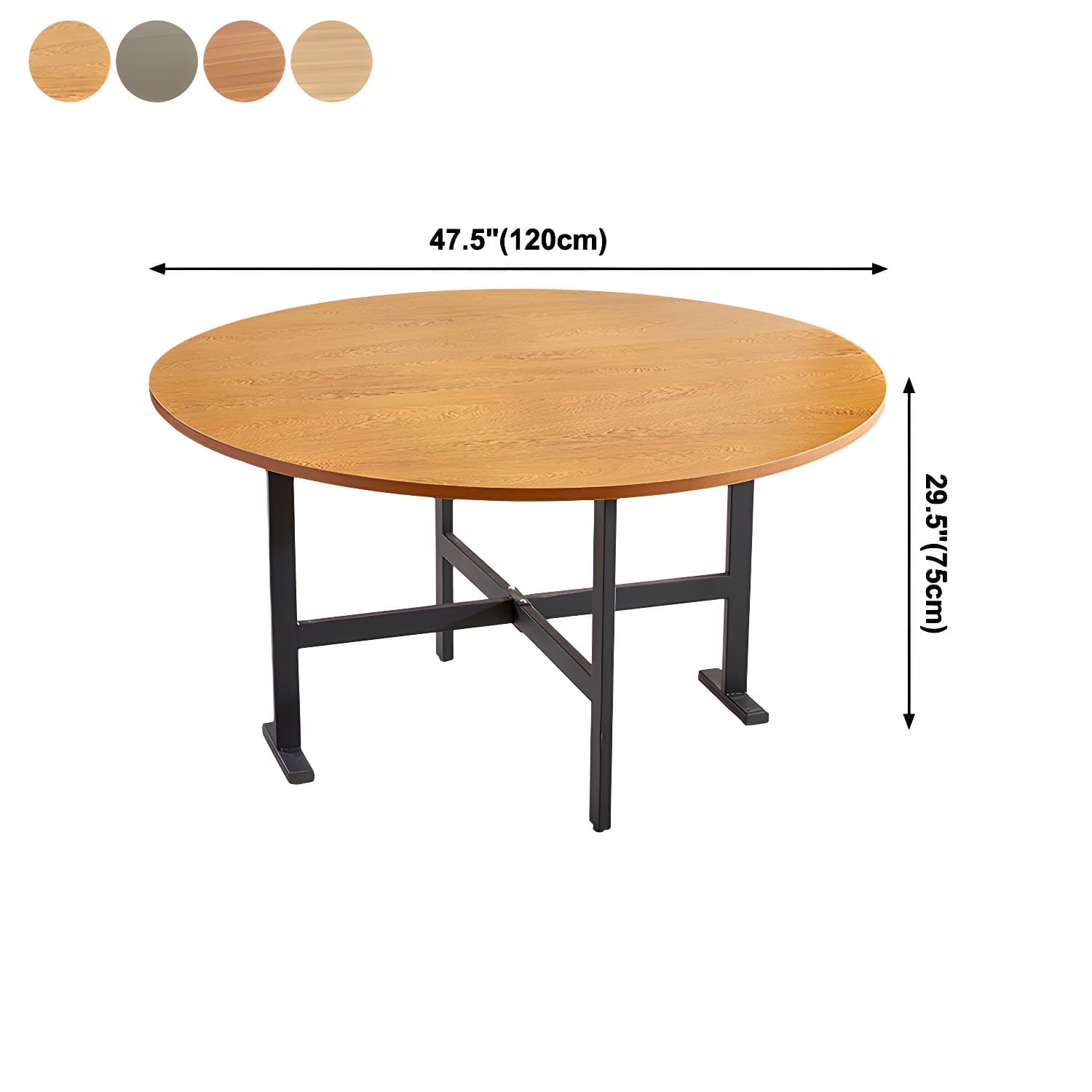 Metal Mid-Century Modern Round Table Wood Top Dining Table with Drop Leaf - image 12