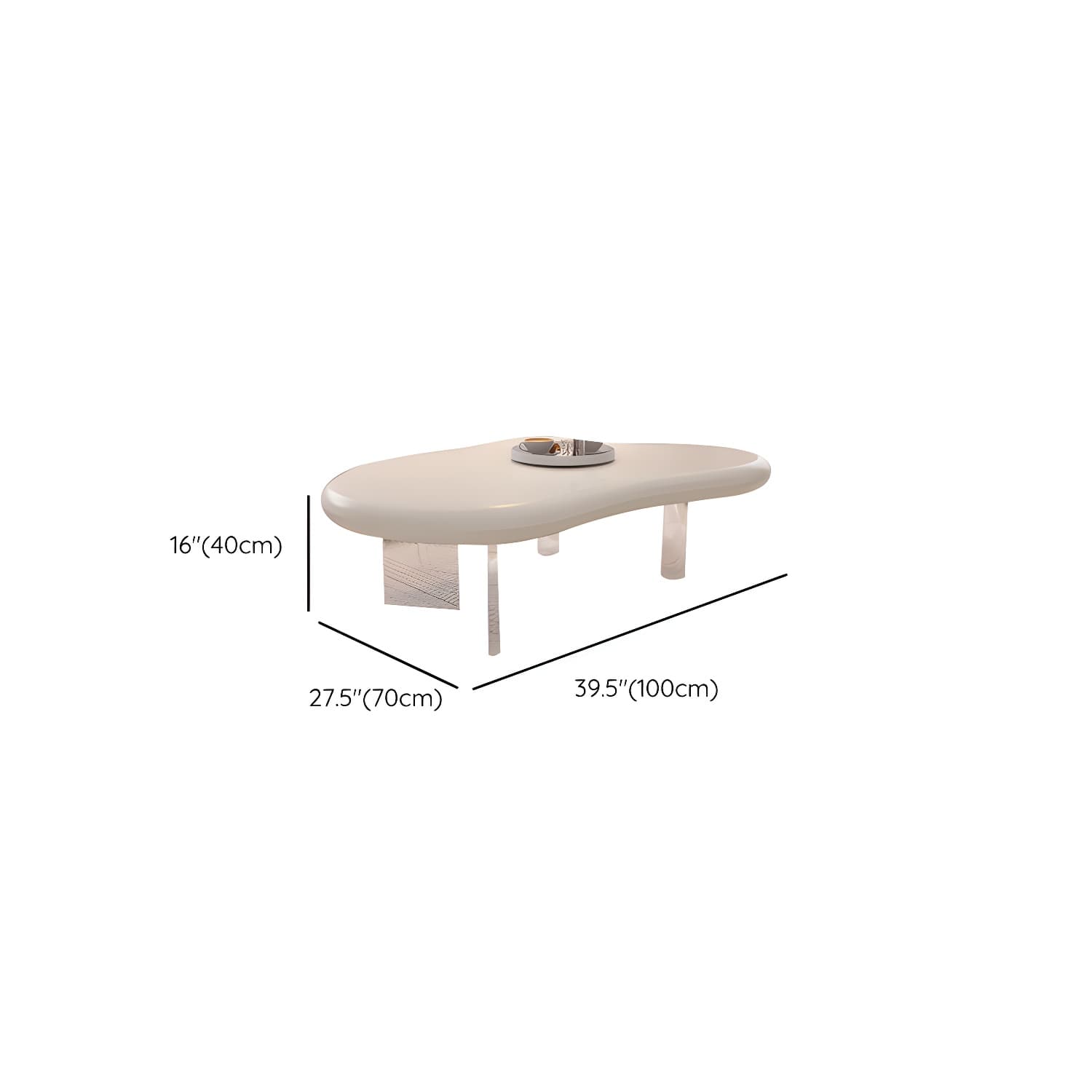 Nordic Irregular Coffee Table in White of 15.7" H with Acrylic Legs - image 25