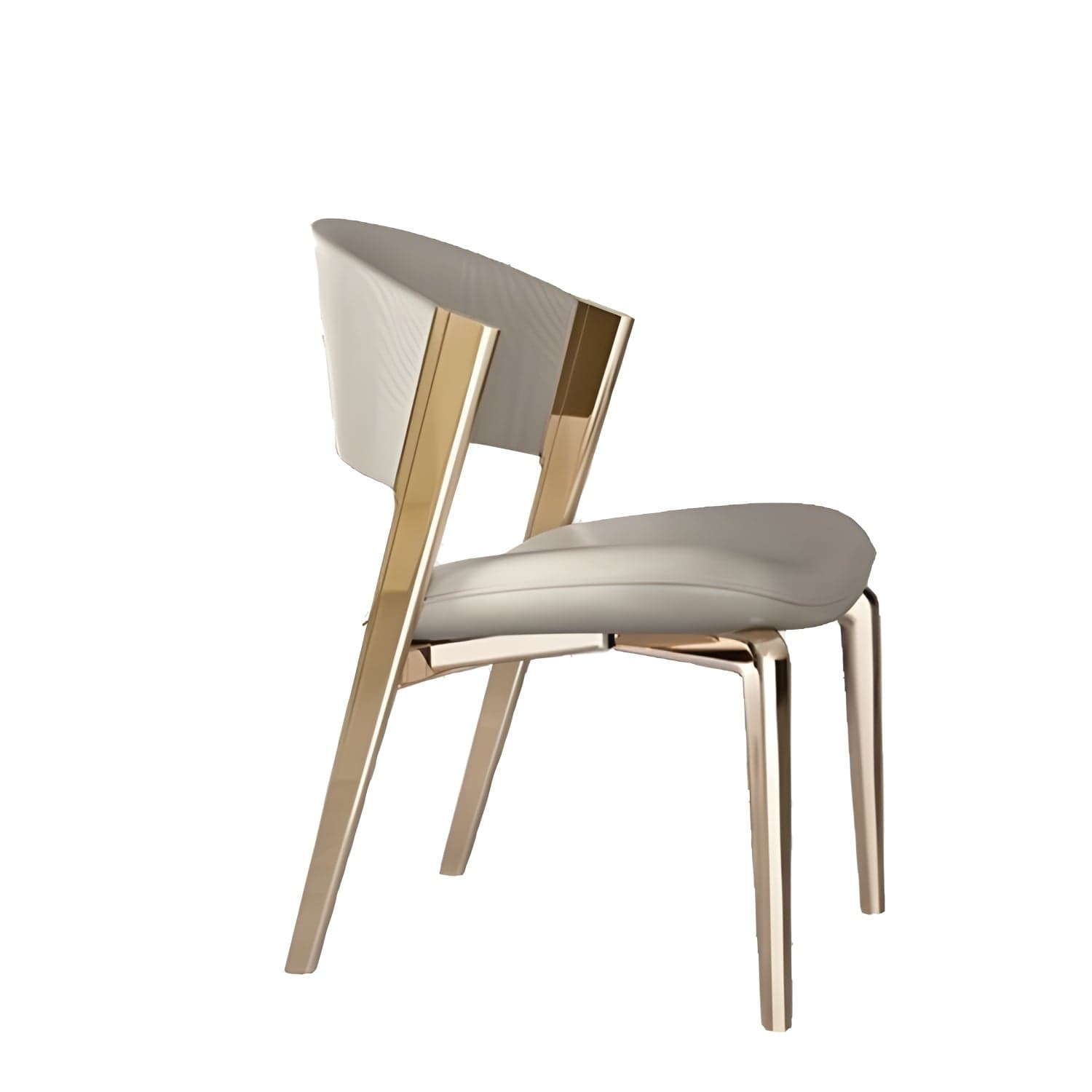Glam Faux Leather Side Chair with Brass/Gold Legs and Open Back for Kitchen & Dining - image 5