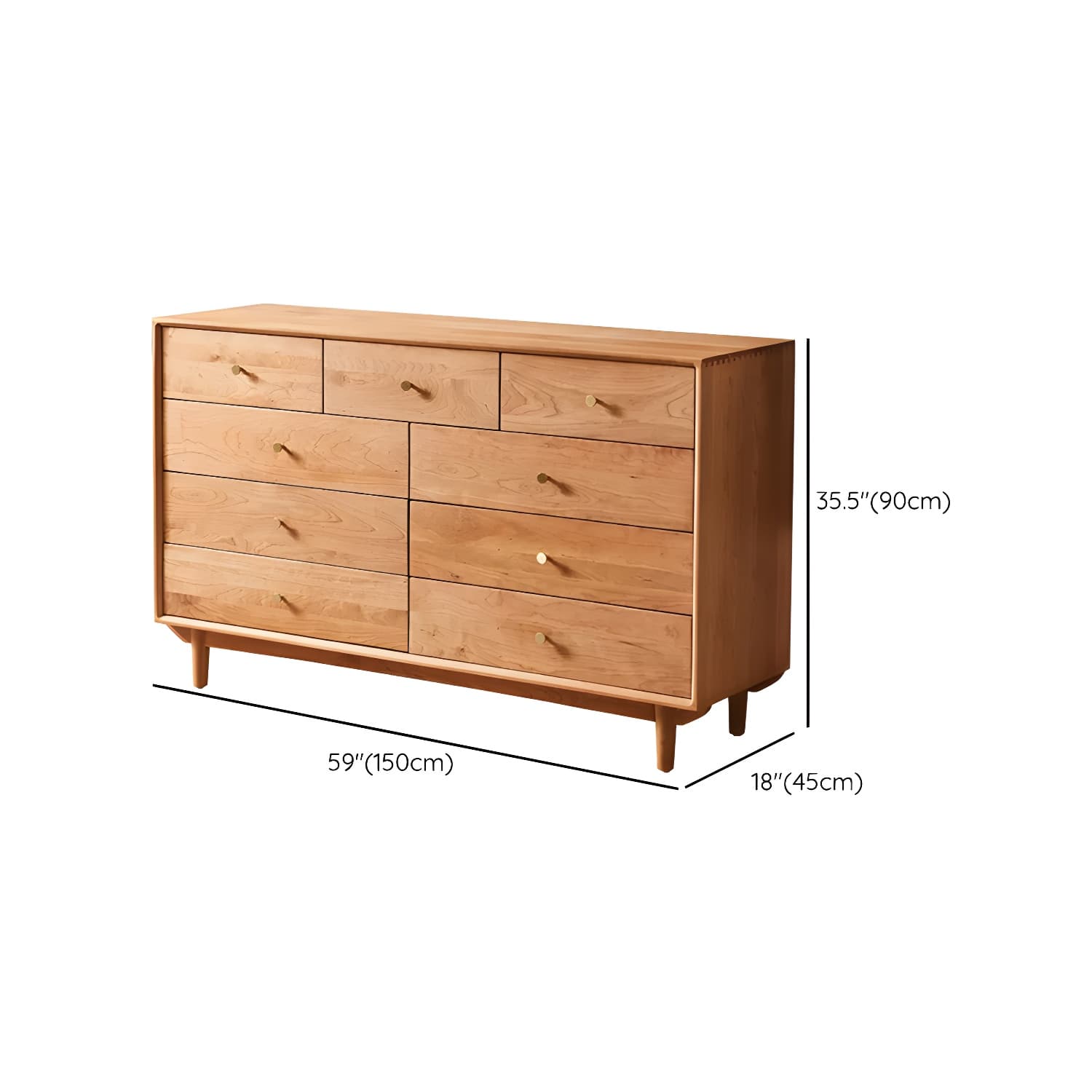 Modern Brown Wood Dresser with Drawers and Gold Metal Handles - image 18