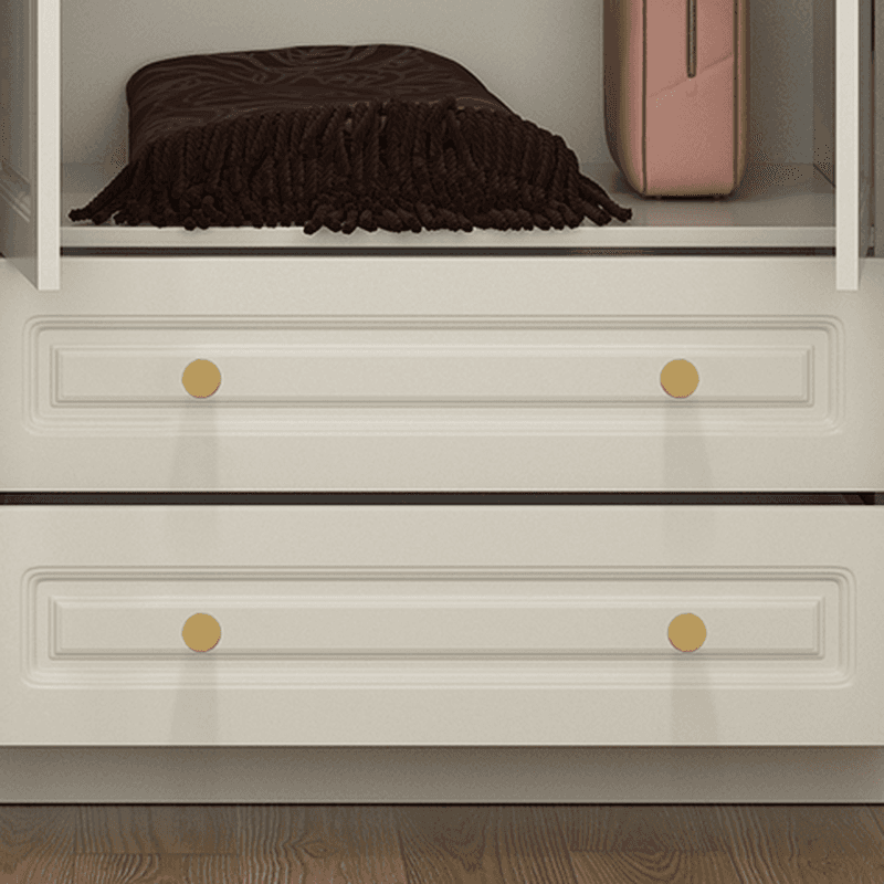 White Minimalist Lumber Wardrobe Closet with Soft Close Drawer, Soft Close Door, Interior Shelves, and Clothing Rod - image 7