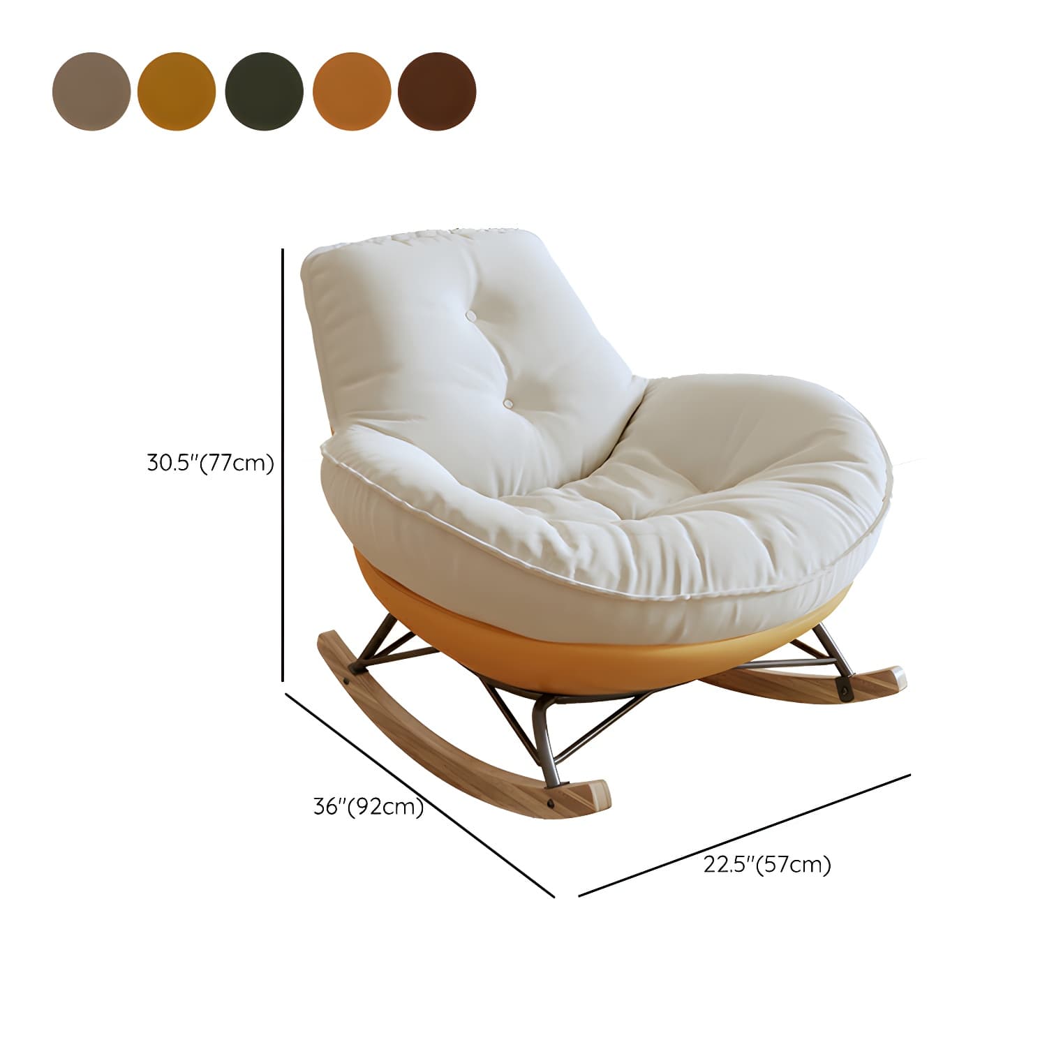 Indoor Contemporary Rocking Chair with Beige Upholstered and Wood Legs - image 21