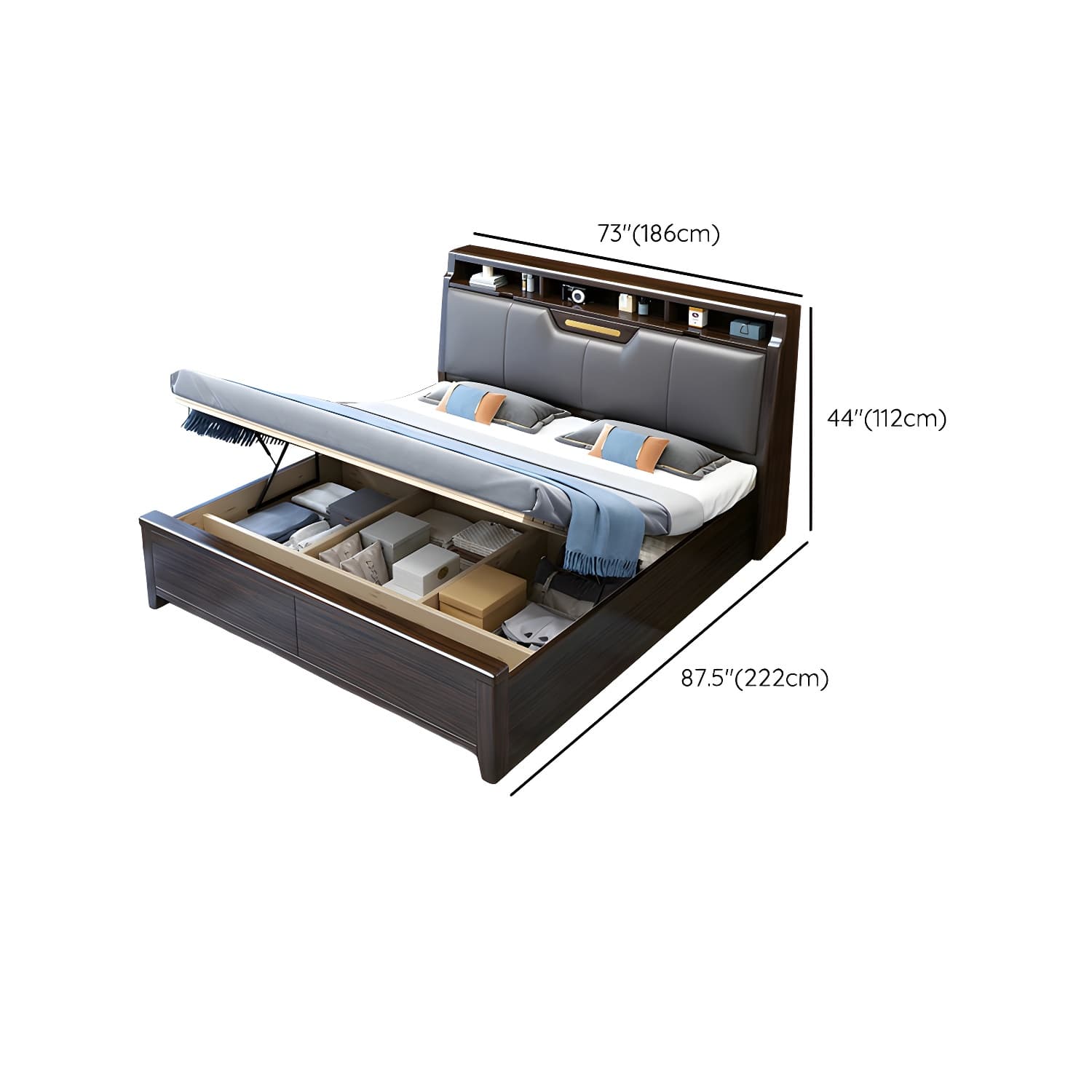 Brown Upholstery Wood Bed with Headboard – Modern Style, Full Assembly Needed - image 15