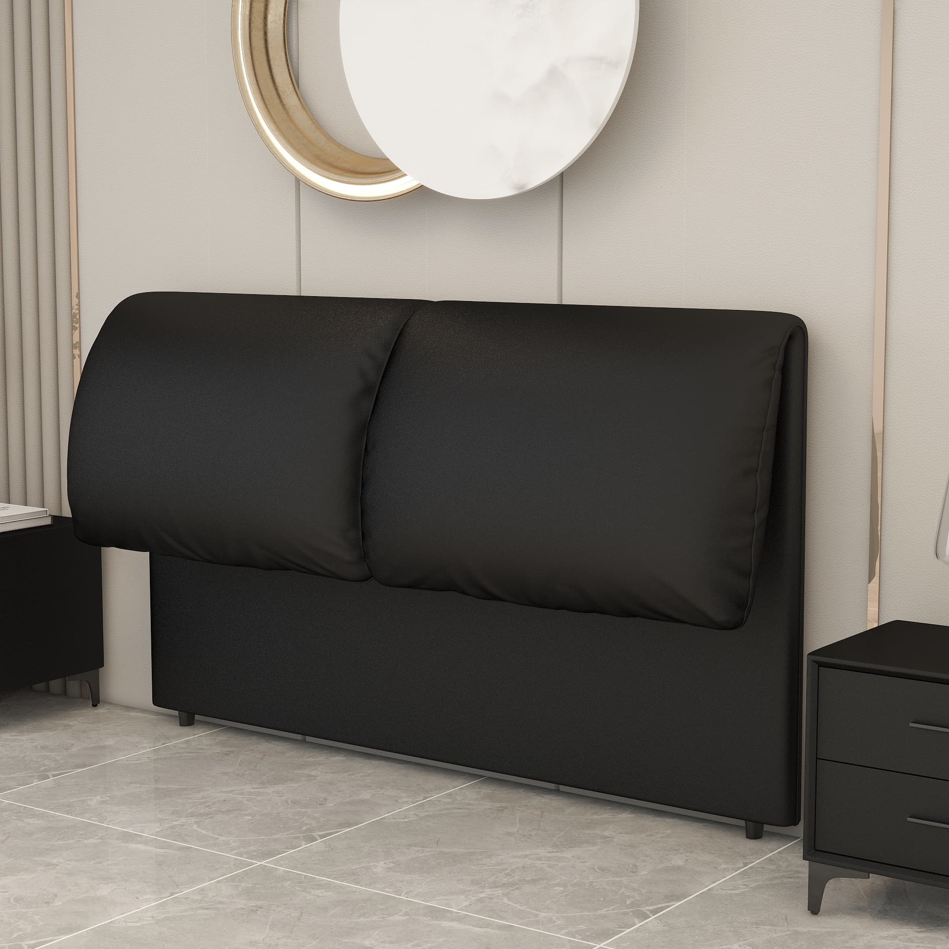 Simple Free-standing Standard King(76"W x 80"L)/Queen(60"W x 80"L)/Full(54"W x 75"L) Panel No Distressing With Legs in Wood/ Upholstery and Sponge