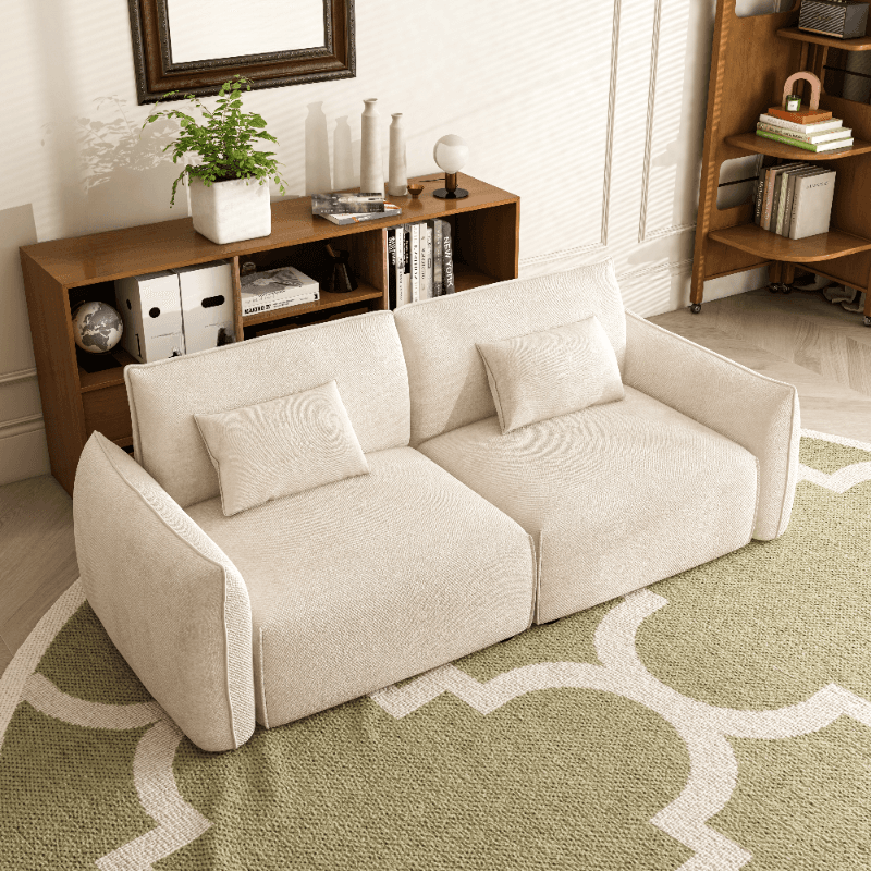 Modish Solid Color Gray/Midnight Black/Chalk Floor Sofa for 3/for 2 with 2 Pillows, Scratch-durable - image 8