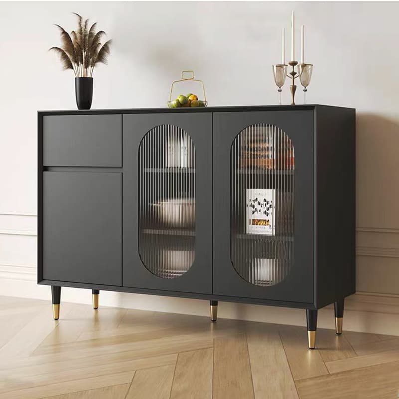 Wood Glam Sideboard Credenza with Glass Doors and Drawers, 40cm Overall Width, 85cm Overall Height - image 10