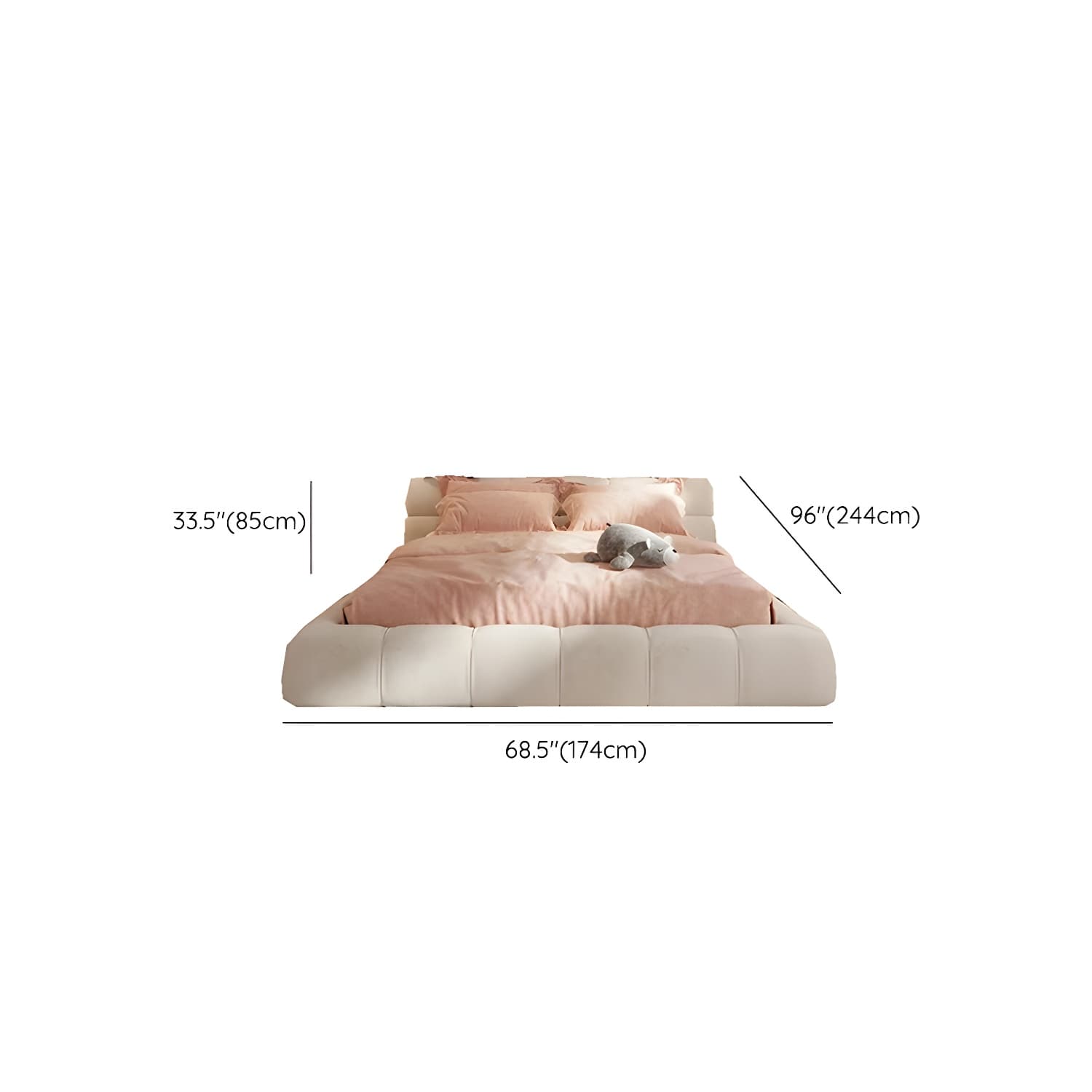 Contemporary Solid Color Rectangular Platform Bed Frame with Headboard - image 7