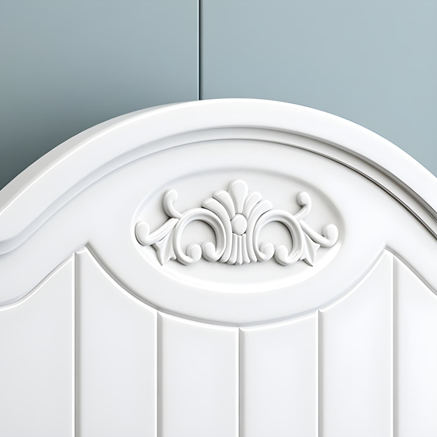French Country Bed 83.46" Long Bed with Arched Headboard in White - image 7