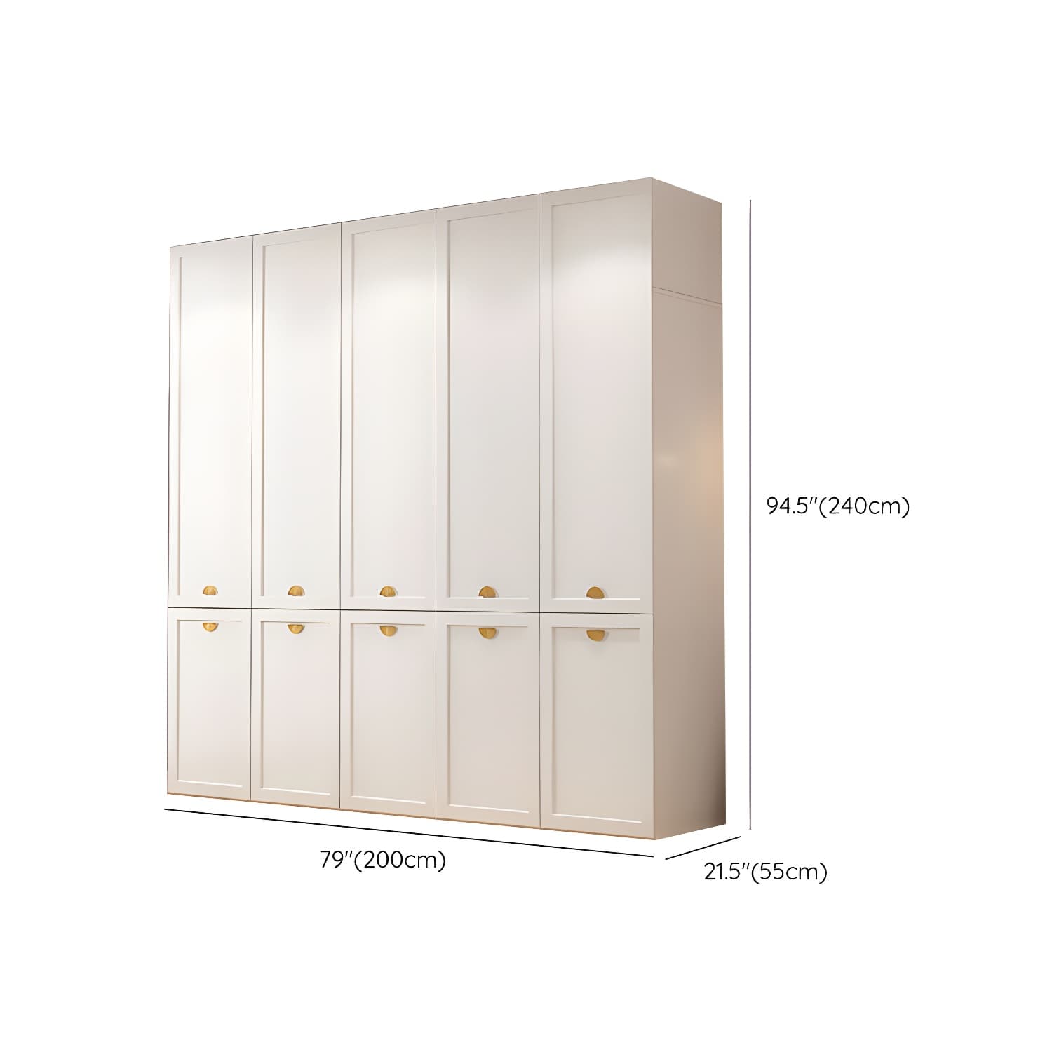 Modern Solid Color Shelves Hinged Doors Cloth Rod Included Cabinet in Beige - image 31