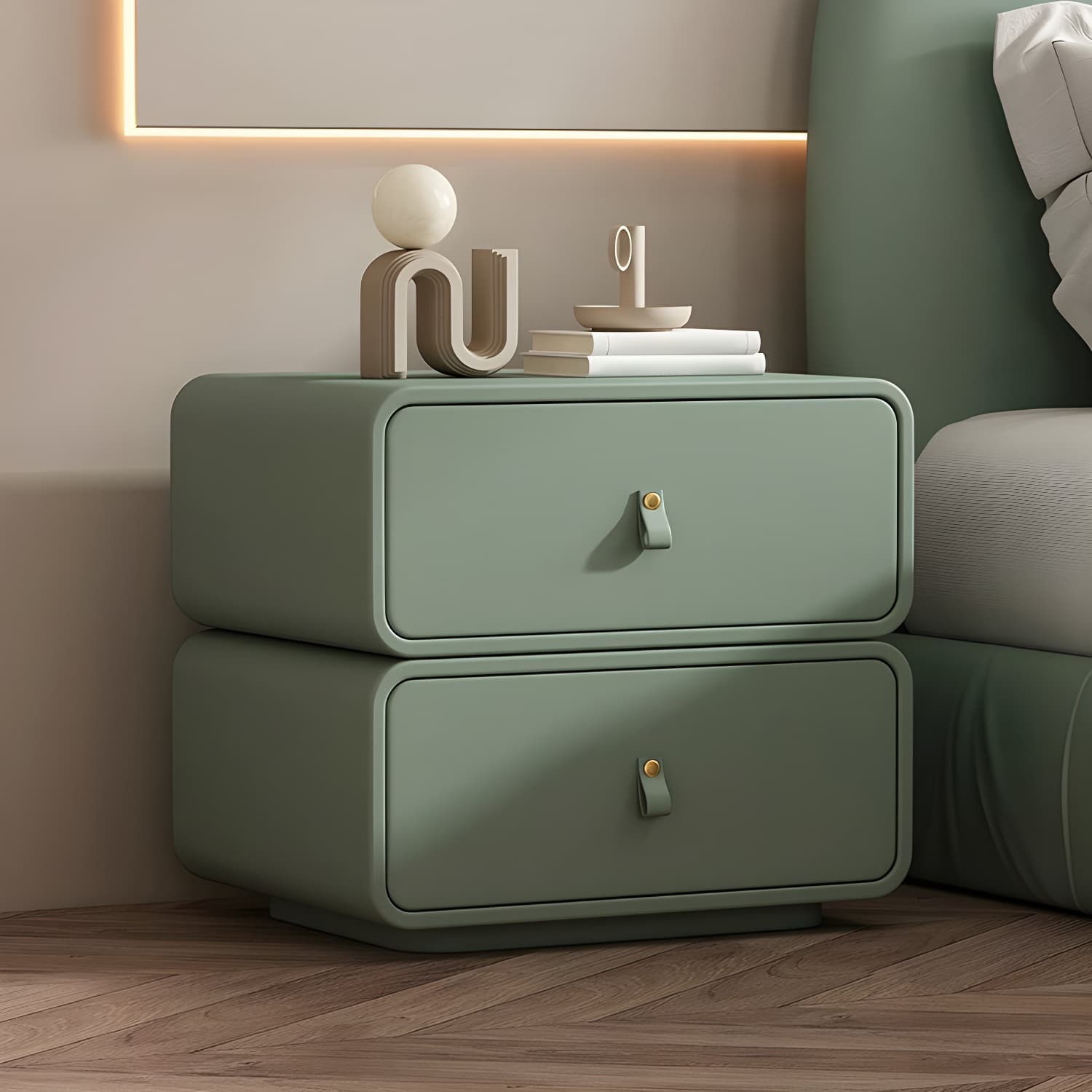 Modern Wood Drawer Storage Nightstand with 2 Drawers - Small Size - image 5