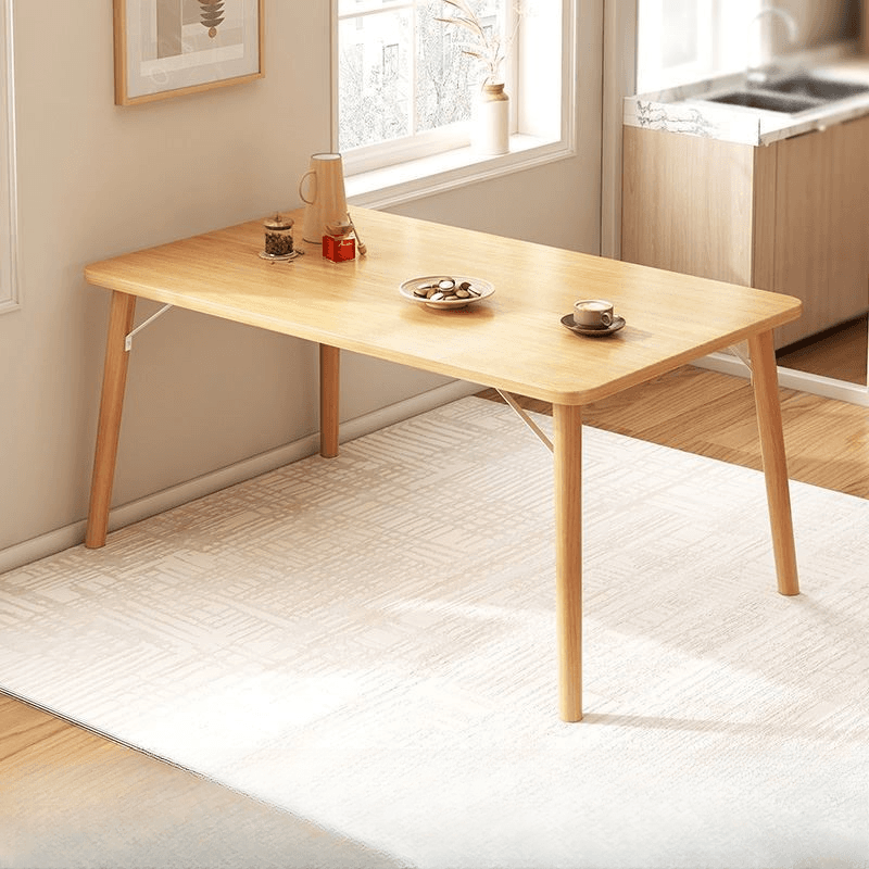 Rectangular Recycled Wood Dining Table Set with 4 Legs, Fixed Table, Padded Chair, Back Seat, 5-piece