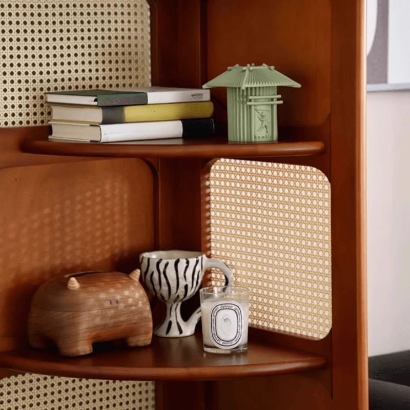 Modern Simple Style Nook Decorative Cabinet, Scratch-immune, with 5/4 Exterior Shelves, Rubberwood Countertop in Midnight Black/Sepia - image 6