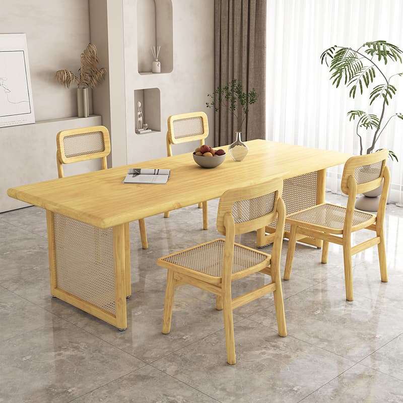 Natural Pine Wood Dining Table Set in Natural Color for 4 People/11 People/Seats 8 - image 6