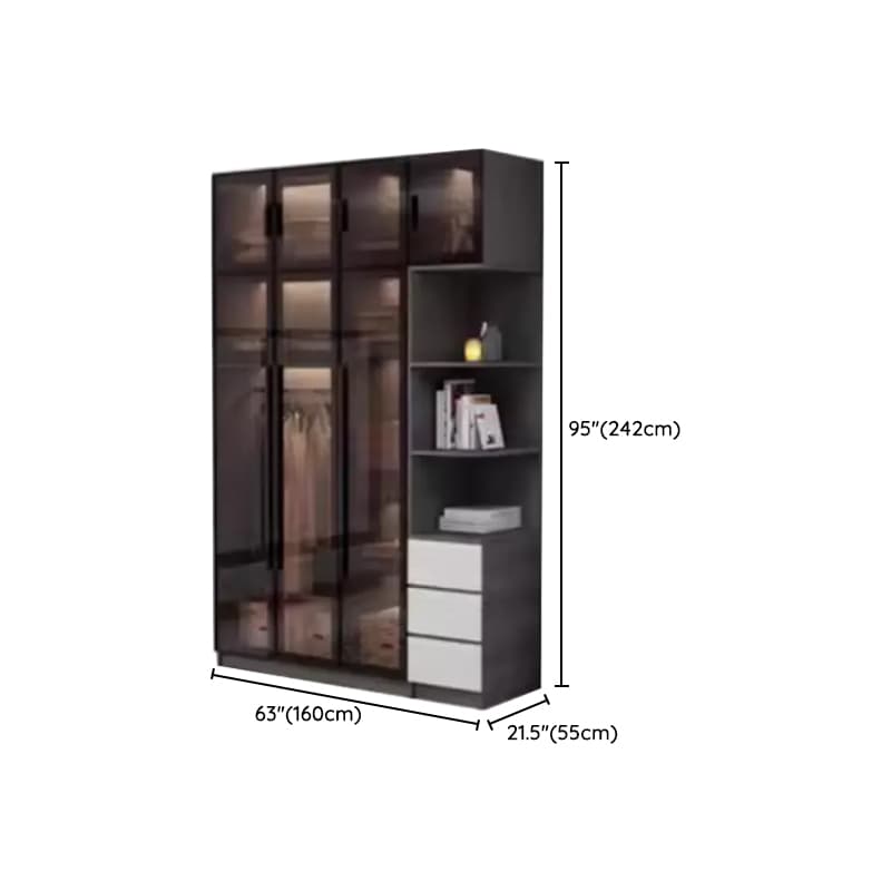 Charcoal Modish Timber Self-supporting Cabinet Armoire with Soft Close Drawer and Door, Hanging Rod - image 26