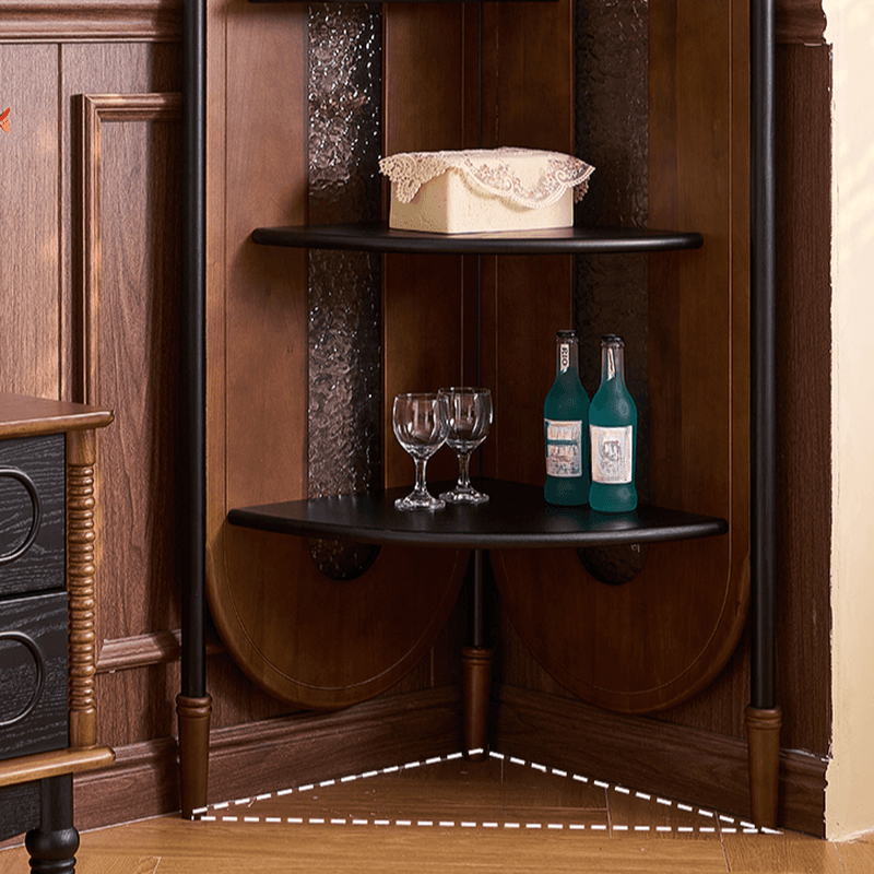 Modern Simple Style Nook Decorative Cabinet with 4 Exterior Shelves, Natural Wood Countertop, and Matte Black/Sepia Top - image 11