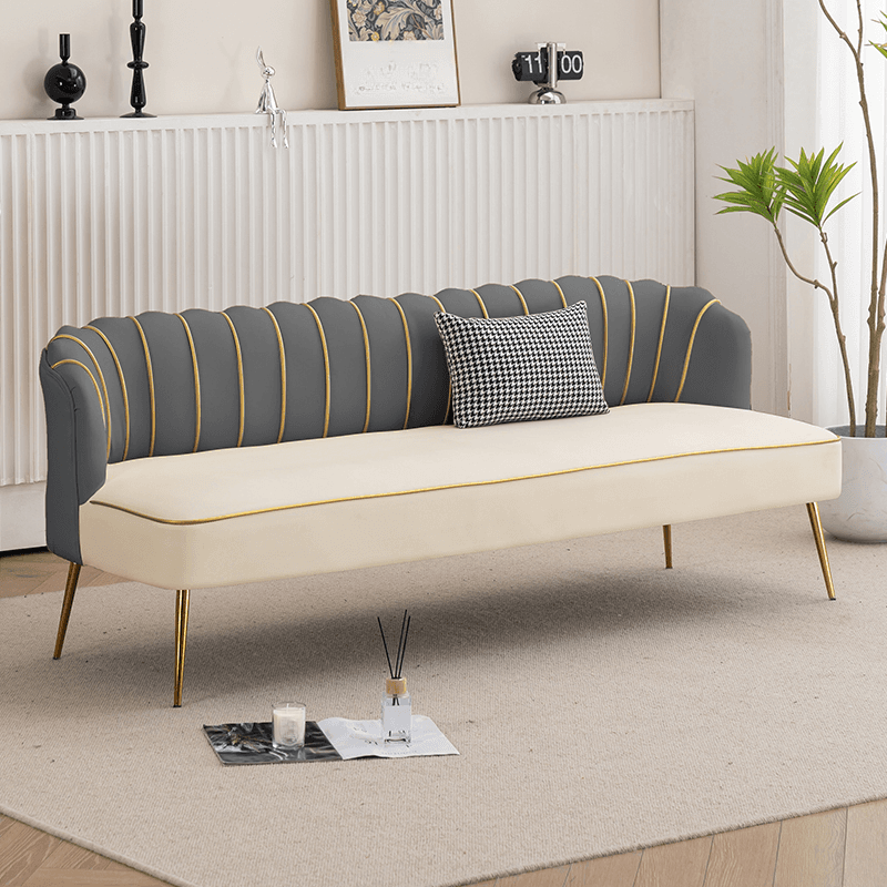 Modish Solid Color Stain Resistant Standard Sofa/Loveseat in Grey/Beige/Amber Color for 2/4-seater/3-seater with 1 Pillow