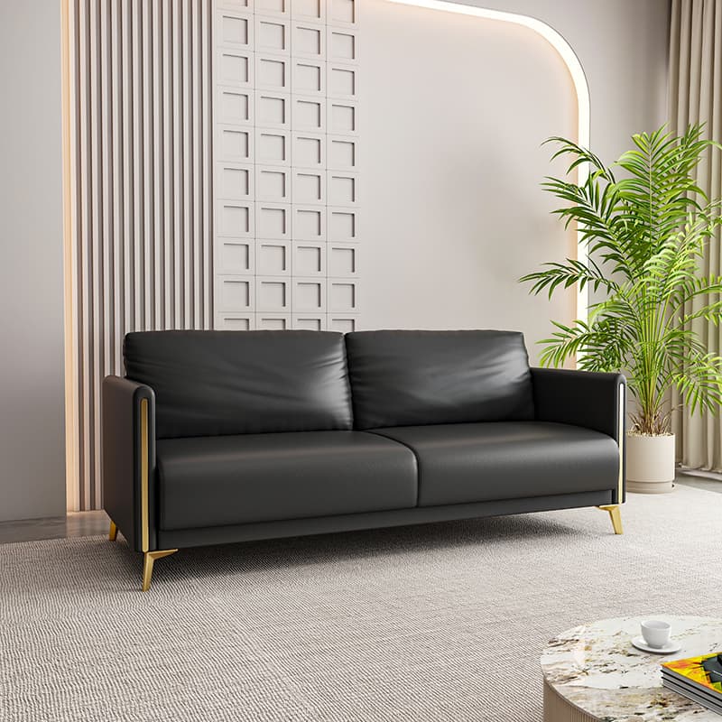 Modish Solid Color Scratch-durable Floor Sofa in Pleather with Gray/Chalk/Tangerine Color for 3/for 2