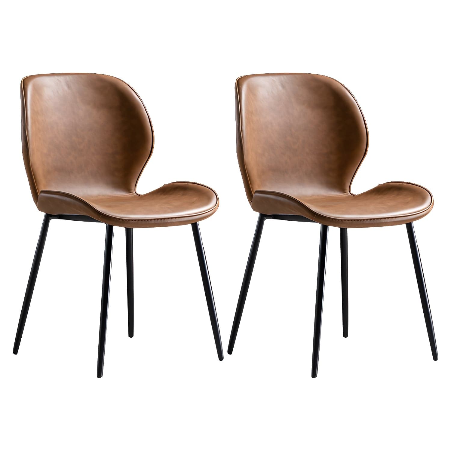 Scandinavian Leather Home Side Chair Matte Finish Wingback Dining Chair (Set of 2) - image 3