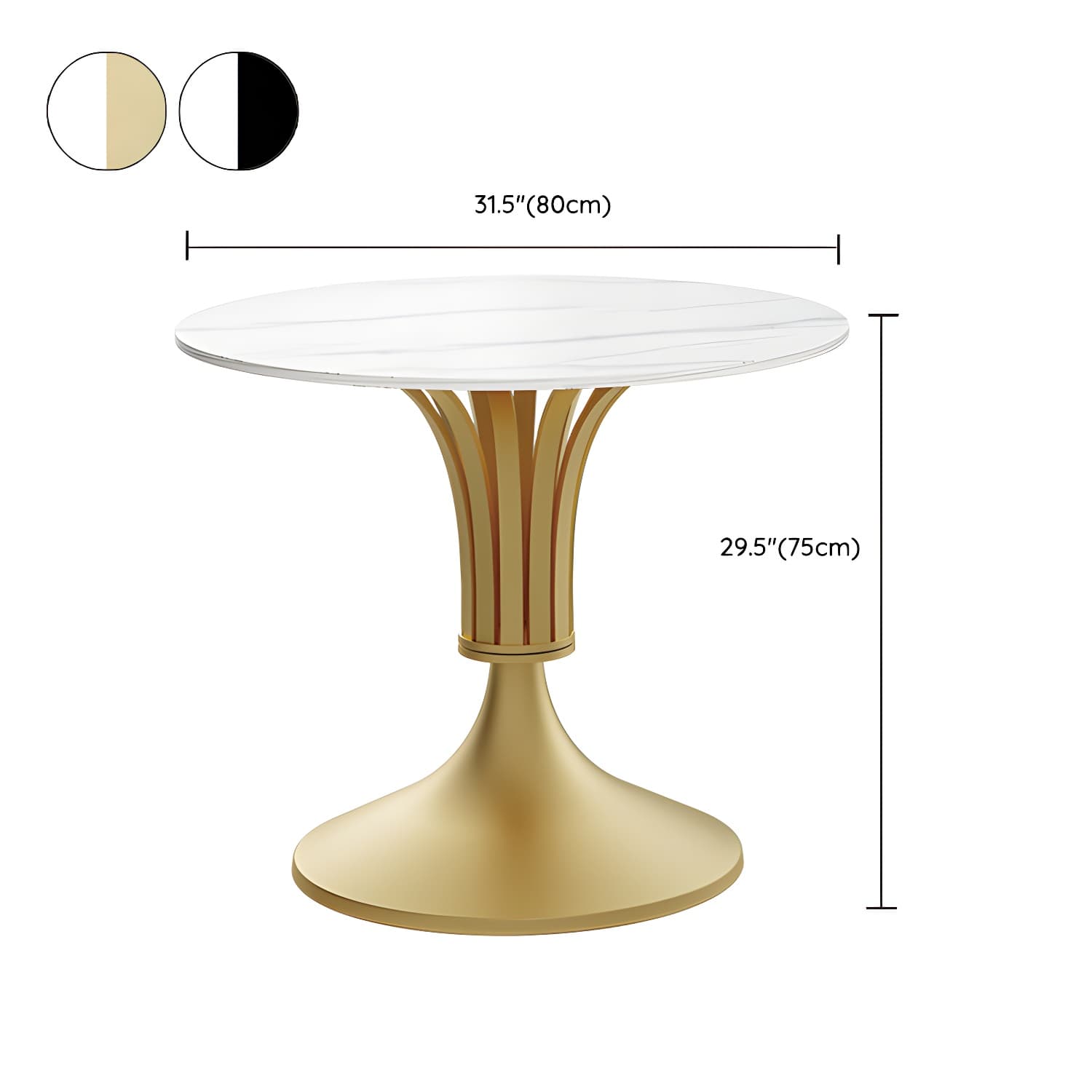 Metal Glam Dining Set with Padded Chairs 1/2/3/5 Pcs White Stone Dining Table Set - image 11
