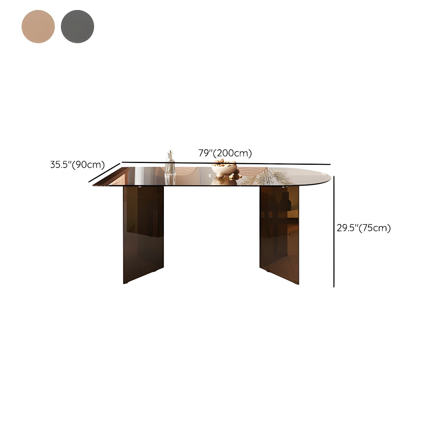 Glass Modern Top Space Saving Dining Table with Double Pedestal - image 19