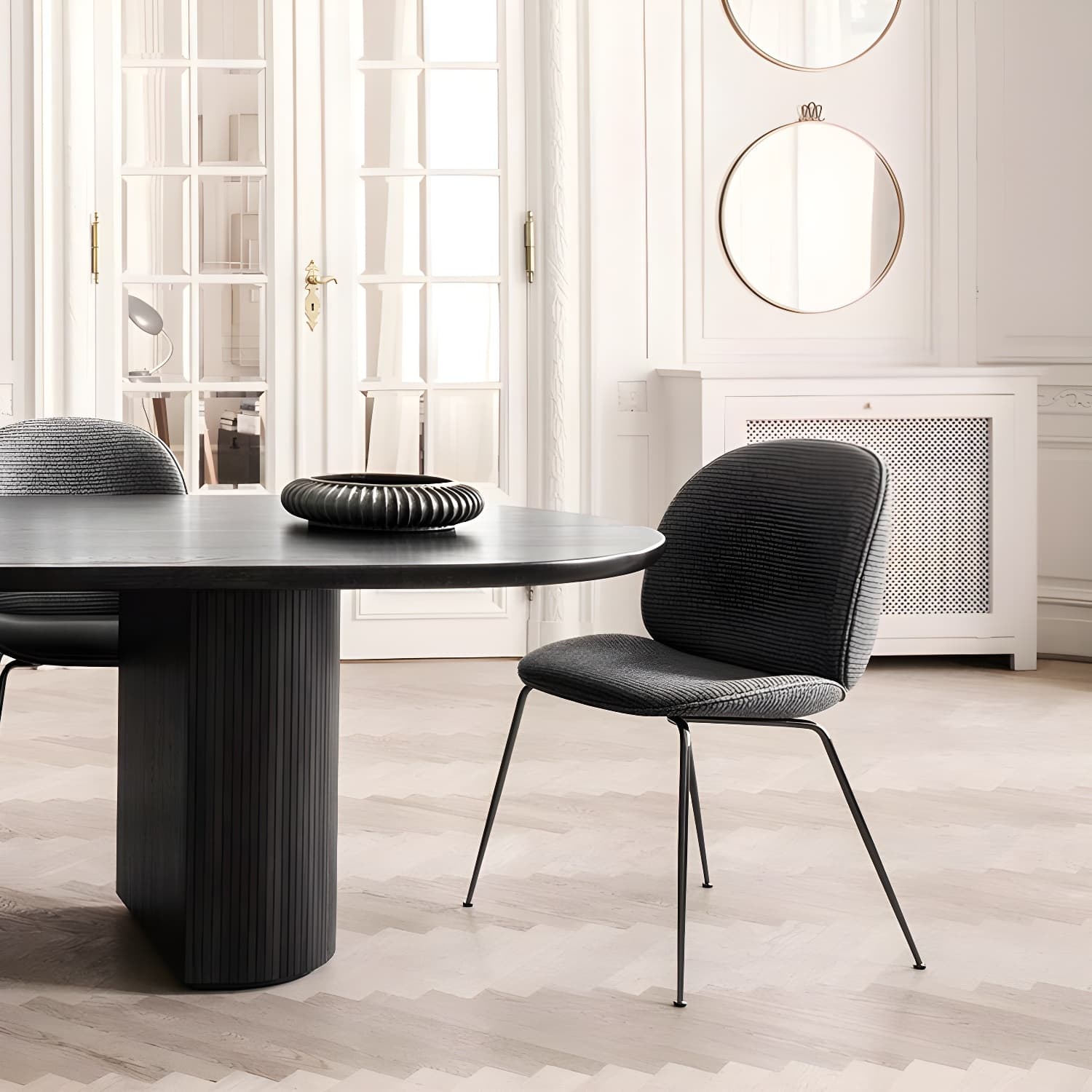 Oval Double Pedestal Modern Dining Table Fixed Table with Solid Wood - image 6