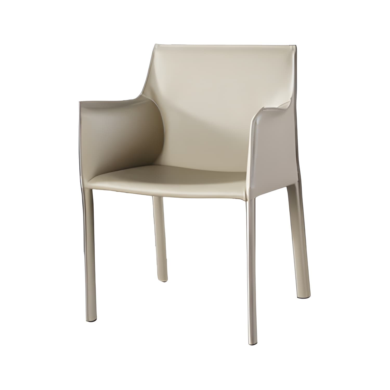 Designer Style Home Saddle Leather Arm Chair Matte Finish Solid Back Single Dining Chair - image 11