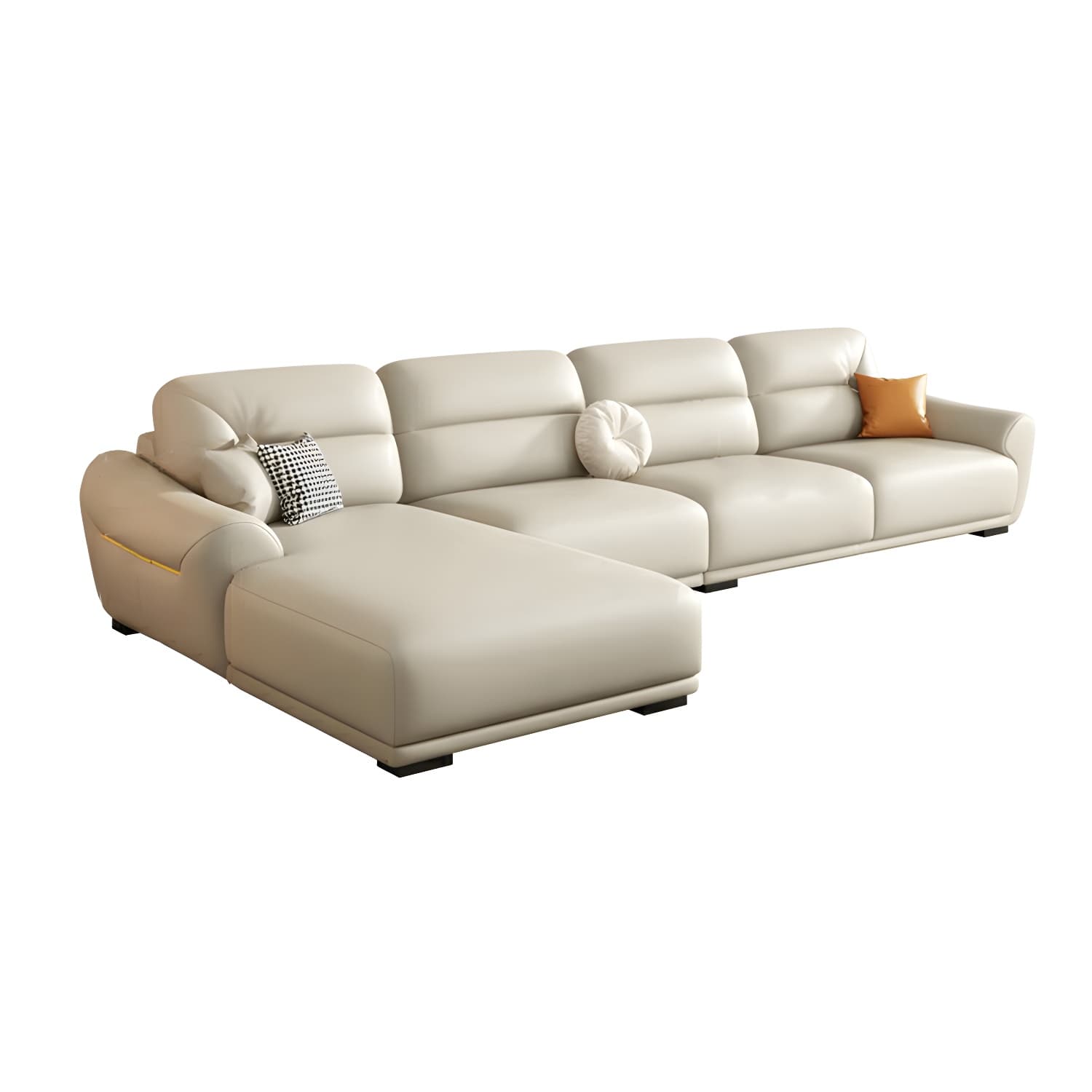 Modern One Arm Genuine Leather Sectional Sofa with Wood Frame - image 9