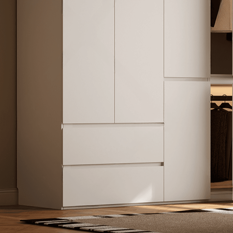 Chalk Modern Natural Wood Standalone Almirah with Soft Close Drawer, Interior Shelves, and Hanging Rod - image 6