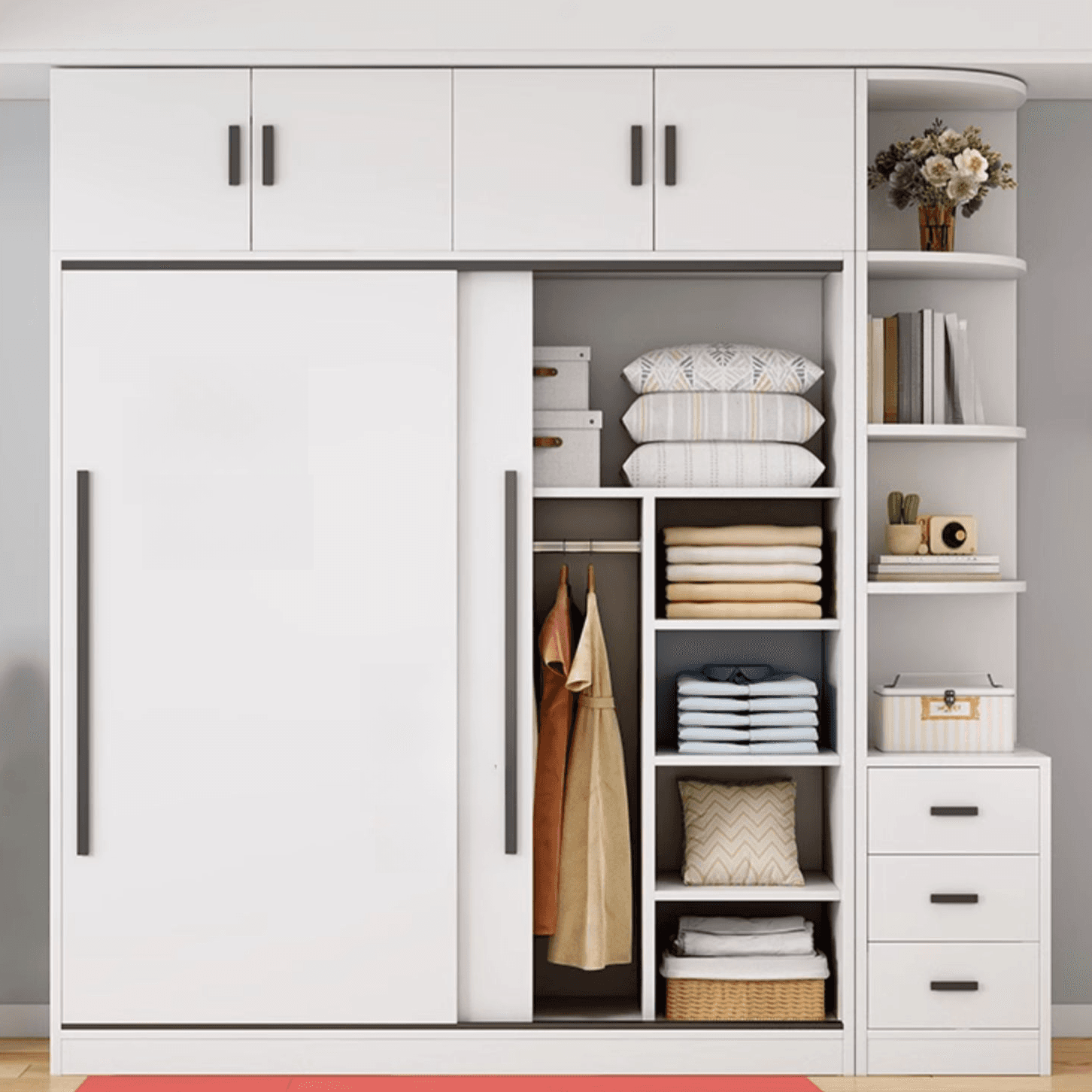 Chalk Modish Wood Dressing Station Soft Close Drawer Soft Close Door Interior Shelves