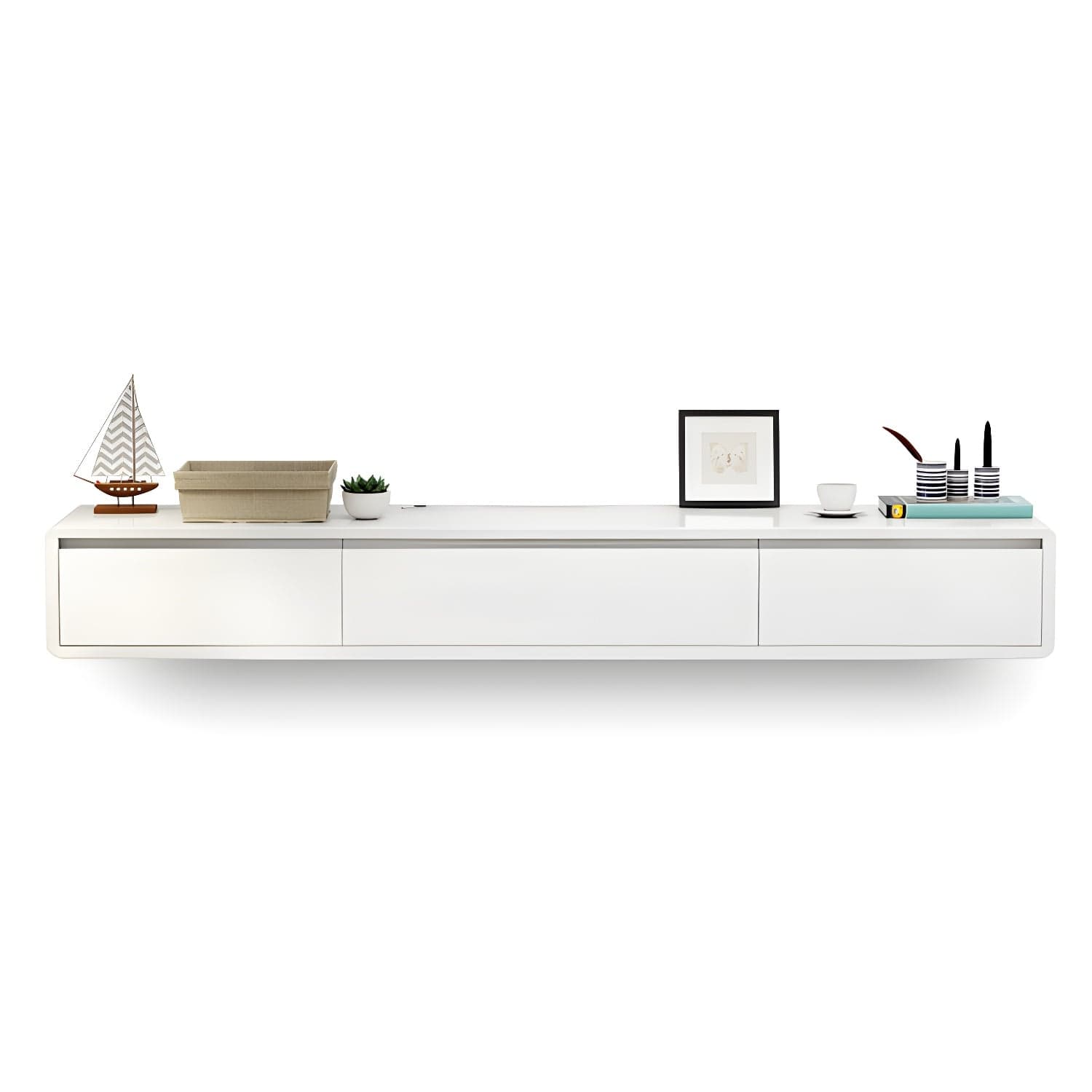 Nordic Wall-Mounted TV Console Solid Wood 2-Drawer Floating TV Stand Console - image 5