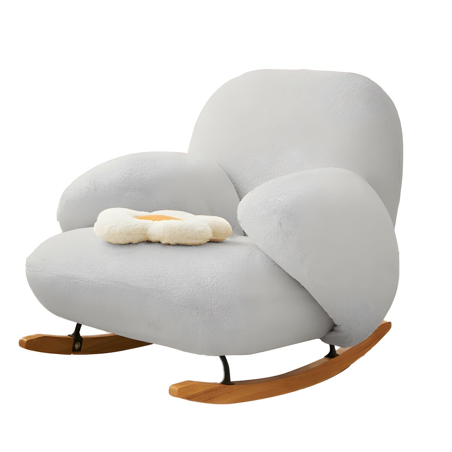 37" Wide Solid Wood Upholstered Rocking Accent Chair with Legs - image 5