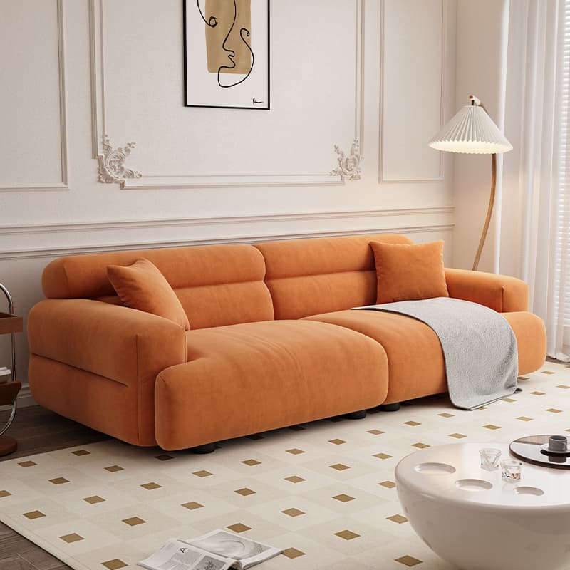 Contemporary Solid Color Tear Resistant Standard Sofa in Gray/Light Brown/Citrus Color for 4/5/3 with 2 Pillows - image 6