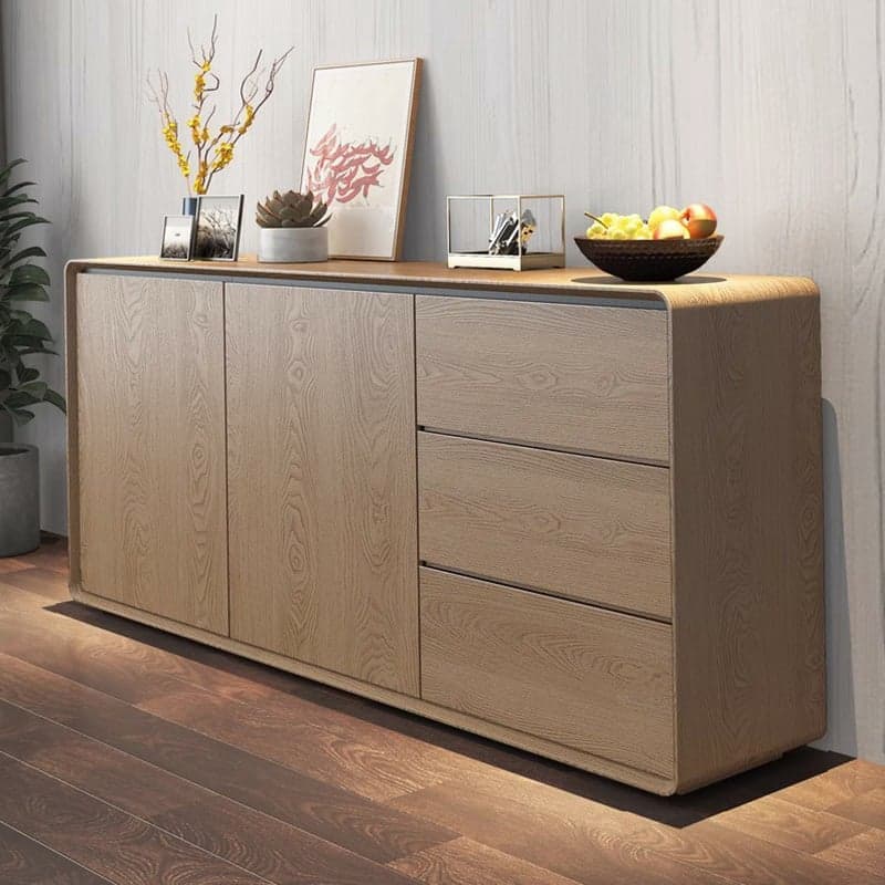 Simplistic 3 Drawers Freestanding Floor Sideboard/Server in Wood with 3 Shelves and Cabinet - image 9