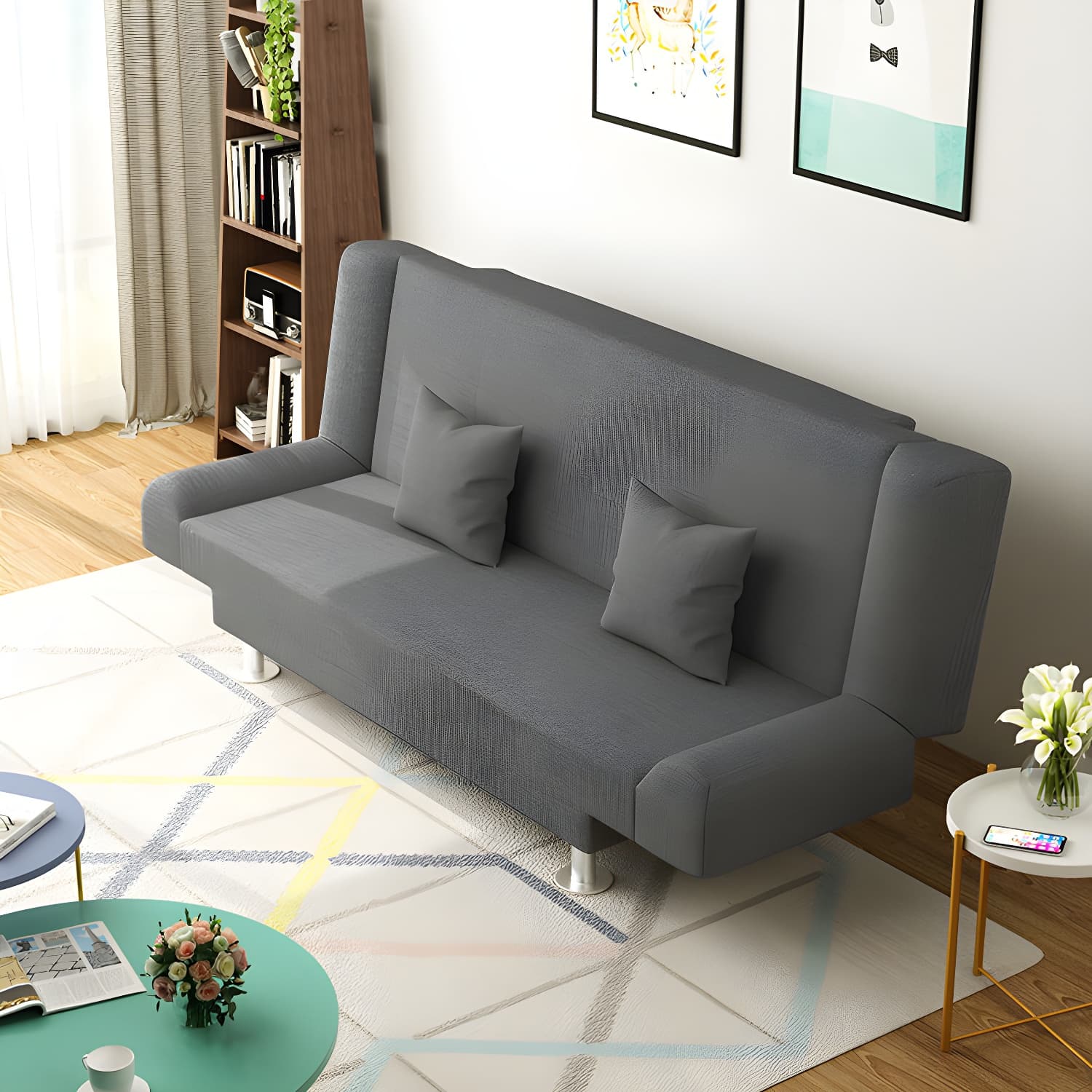 Modern Linen Sofa 23"W Tight Back Armless Couch for Living Room - image 3