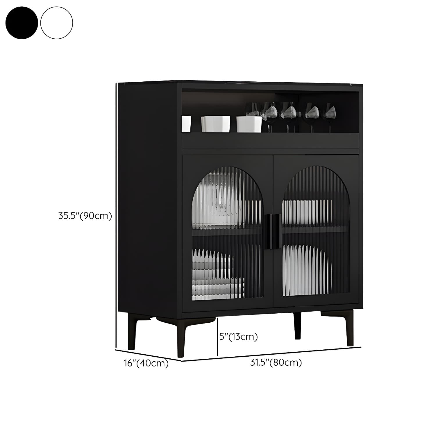 Modern Wood Buffet Sideboard with Stone Countertop and Glass Doors - image 16