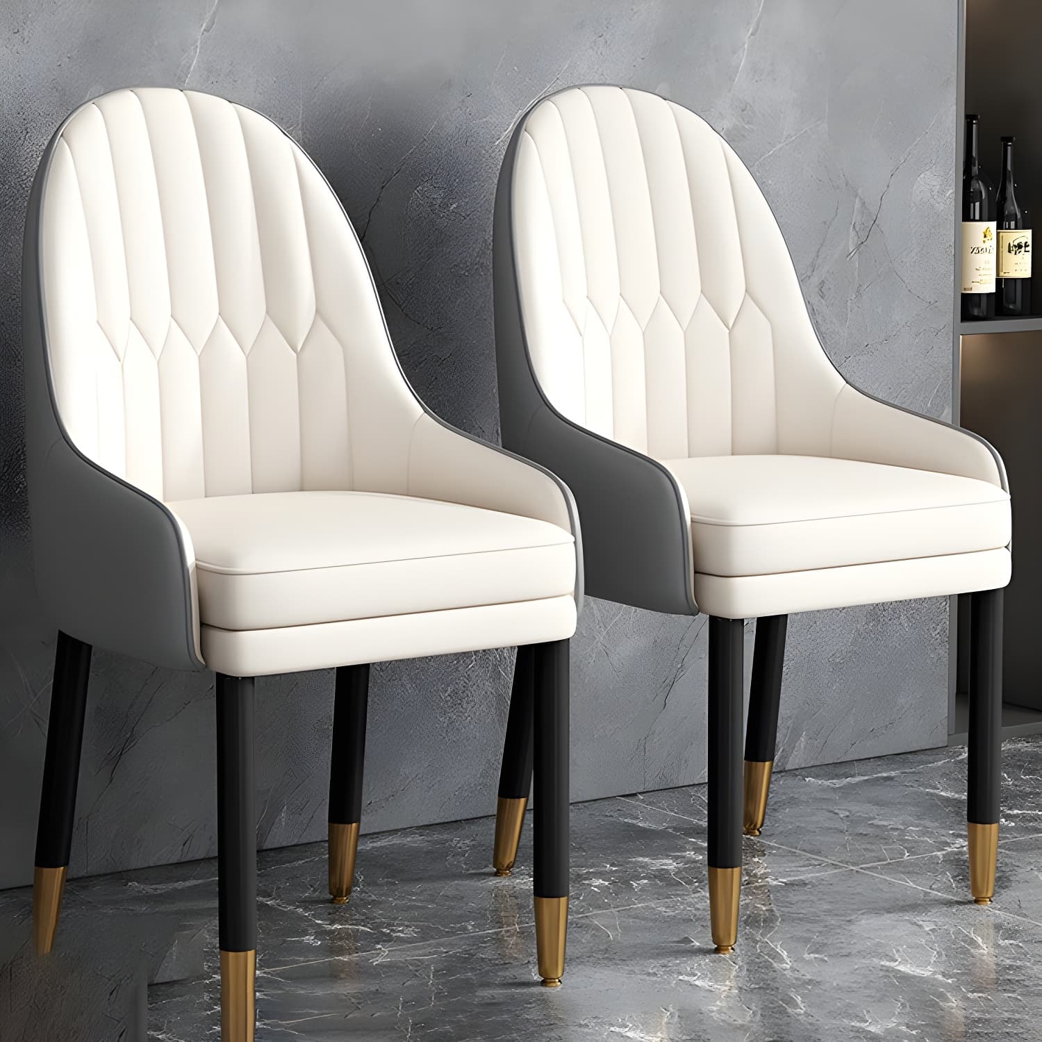 Faux Leather Dining Chairs Modern Parsons Arm Chair with Wood Legs - image 15