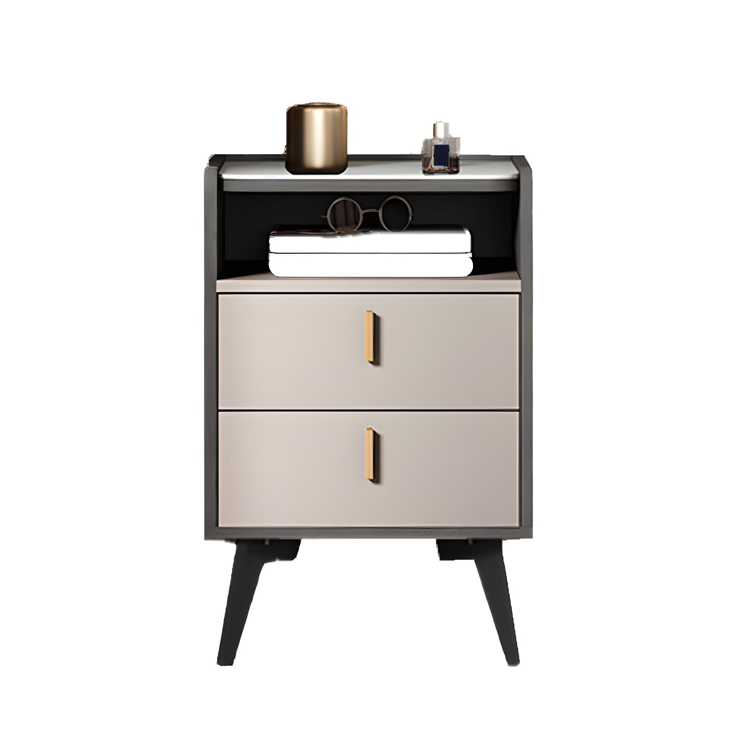 Stone Top Nightstand Modern Open Stoarge Drawer Legs Included Bed Nightstand - image 10