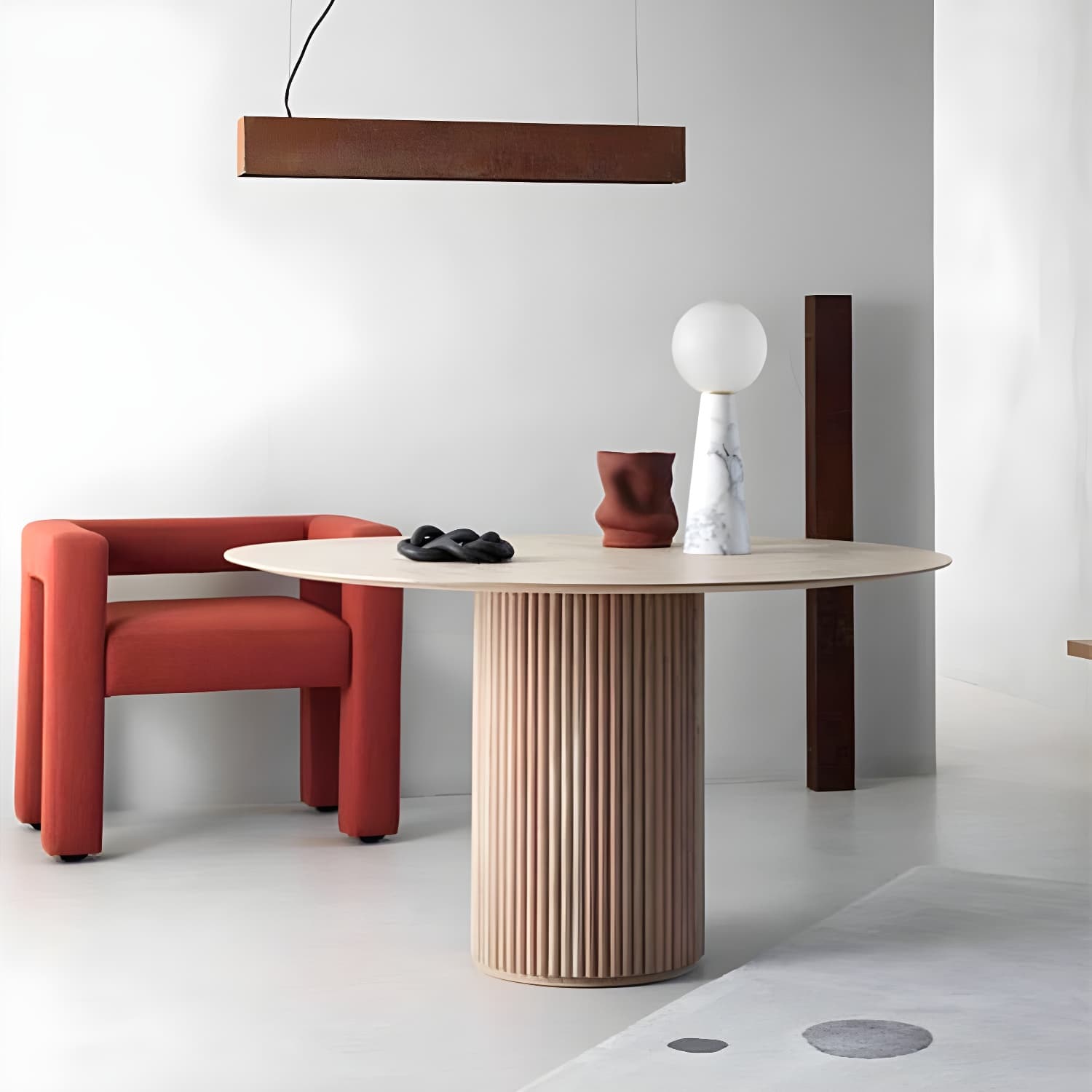 Modern Round Wood Dining Table Home Kitchen Dinner Pedestal Dining Table - image 7