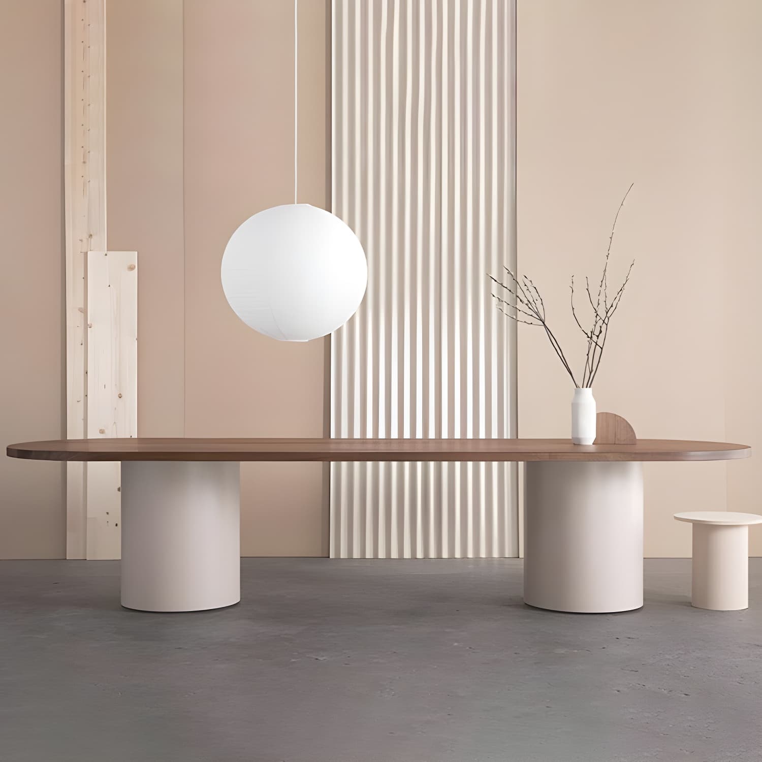 Contemporary Wood Top Oval Dinette Table White Base Dining Table for Living Room - image 3