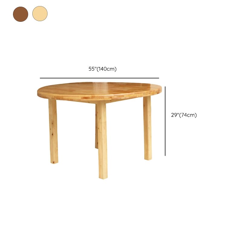 Minimalist Rounded Wood Slab Dining Table Set with 4 Legs and Fixed Table in Tan/Unfinished - image 7