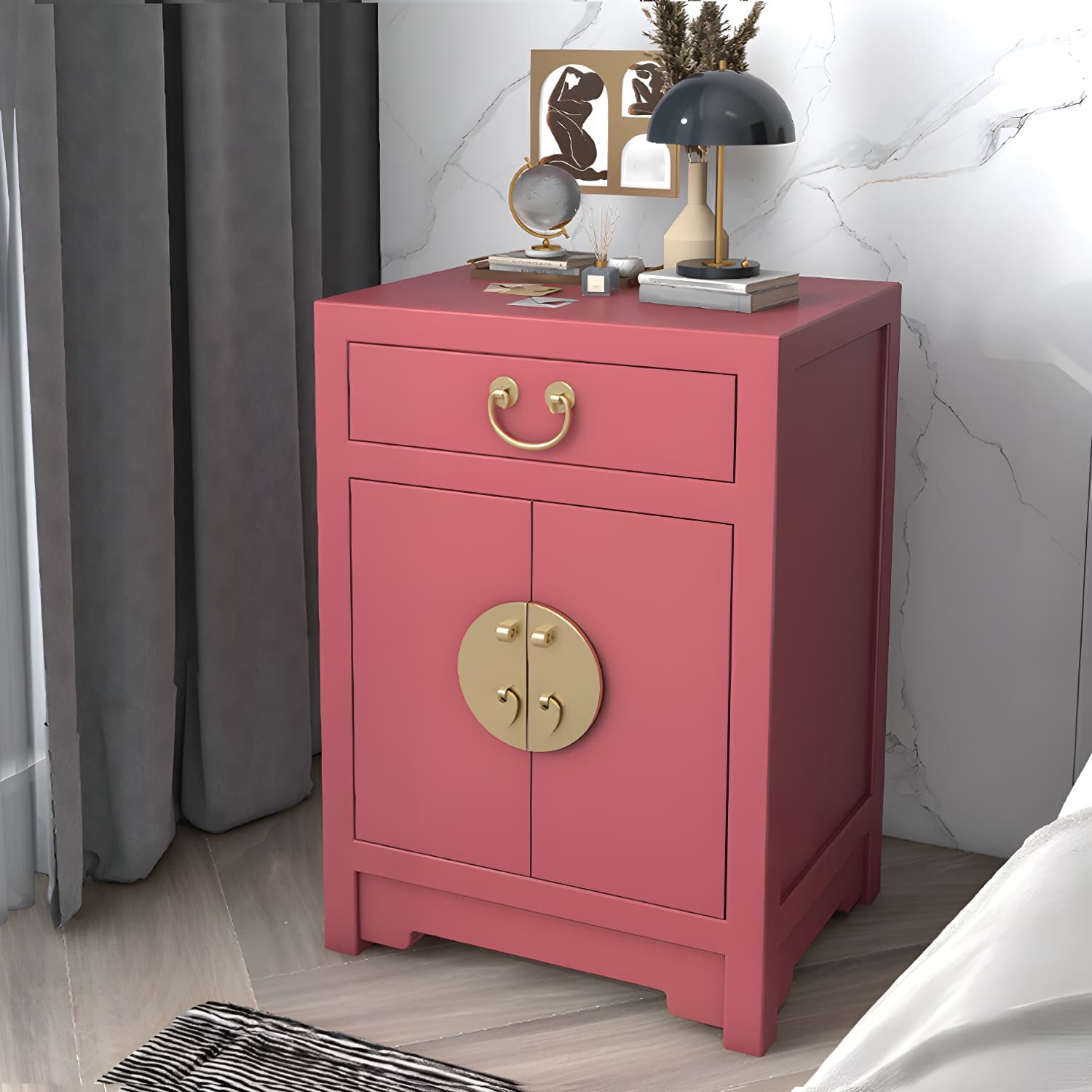 Solid Wood Nightstand with Cabinet 27.5"Tall 1 - Drawer Nightstand - image 8