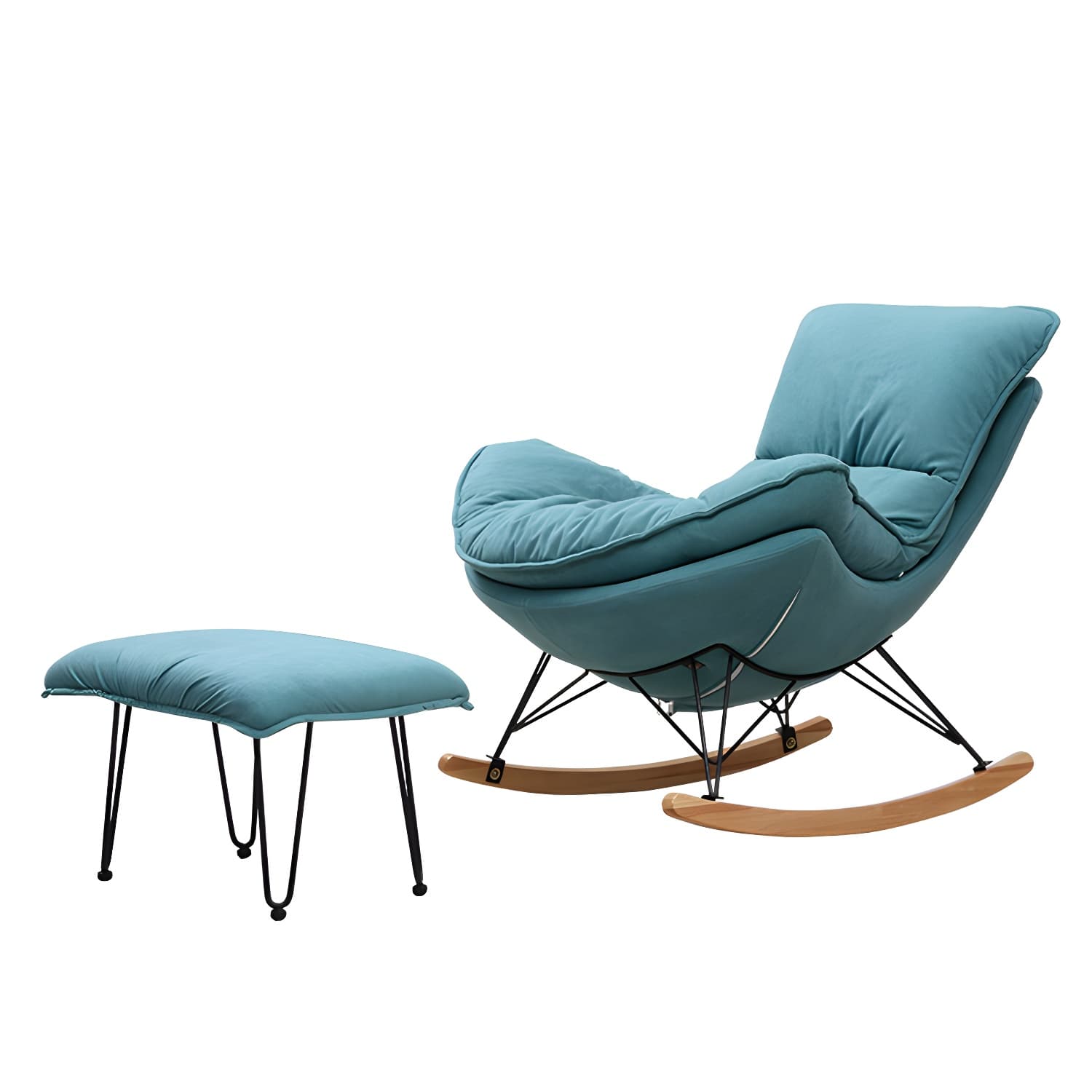 Modern Rocker Upholstered Tufted Cushions with Light Legs Glider - image 16