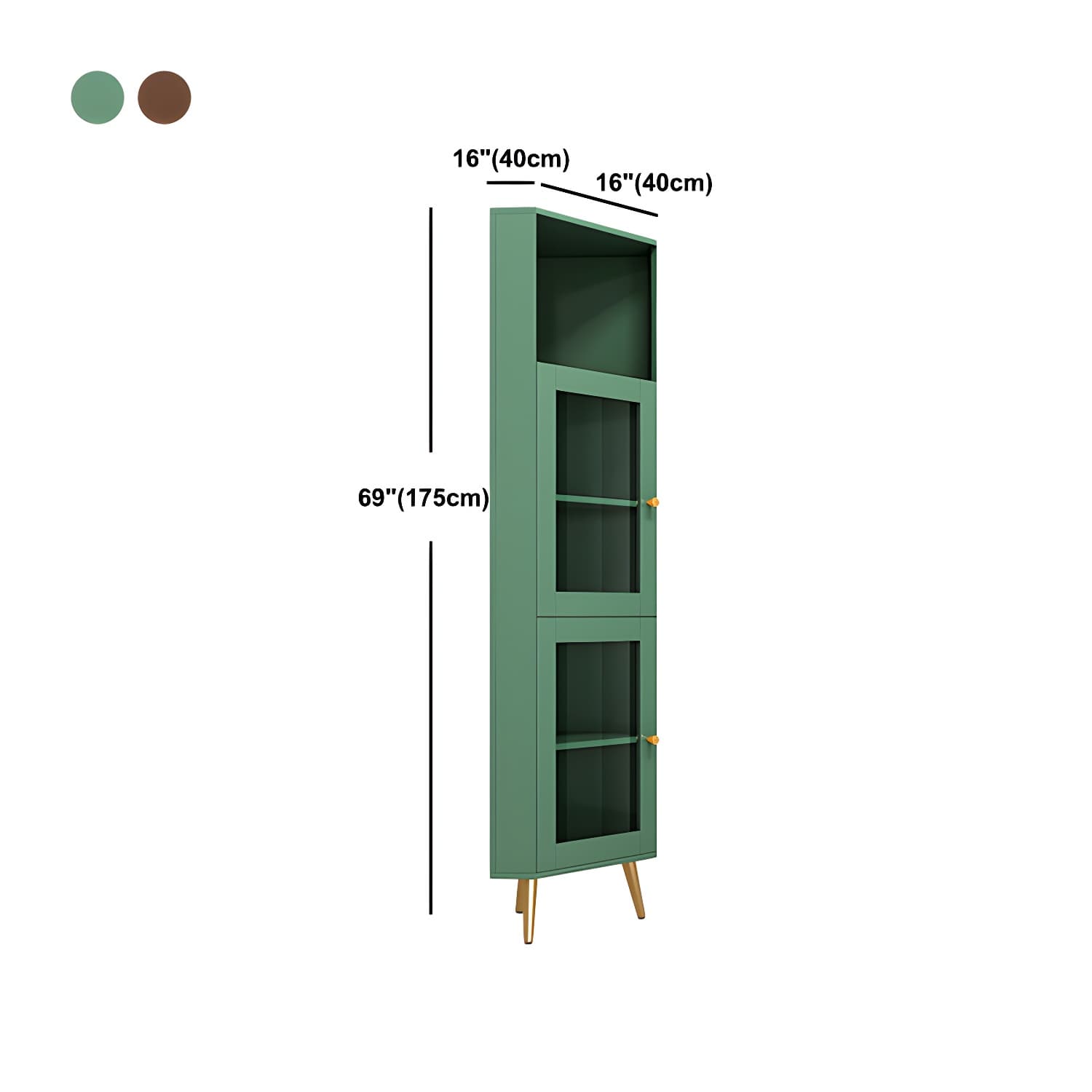 Wooden Storage Cabinet with 2 Glass Doors and Storage Shelf Modern - image 14