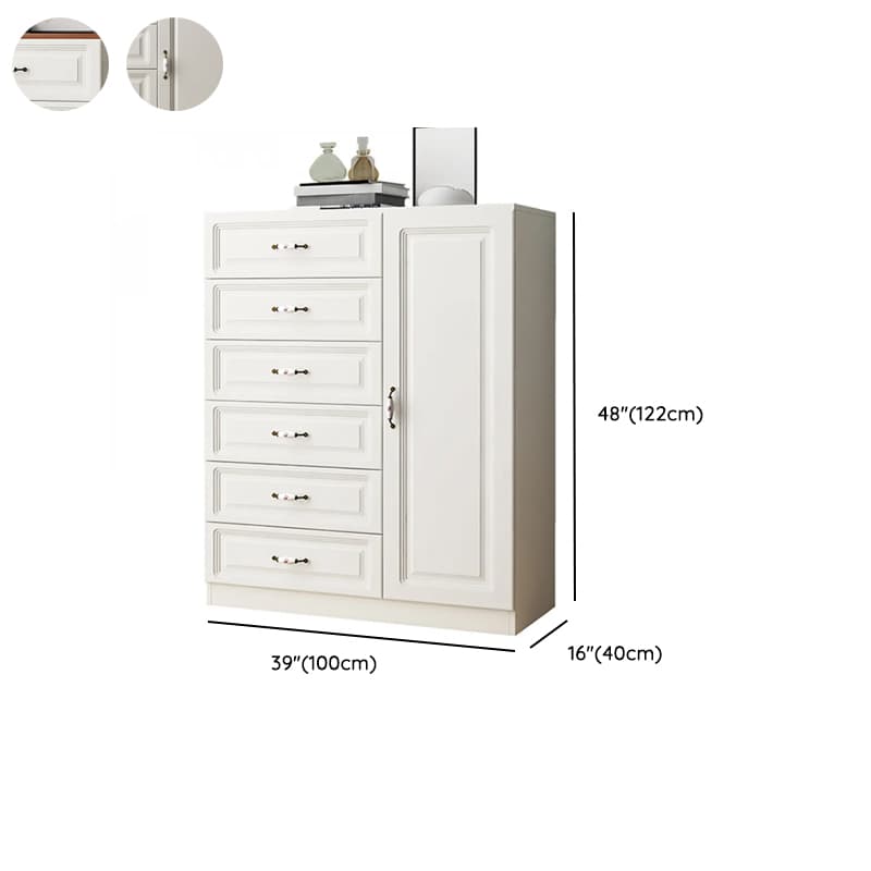 Sleeping Room Use Trendy White Wood Wardrobe Chest with Shelves - image 20