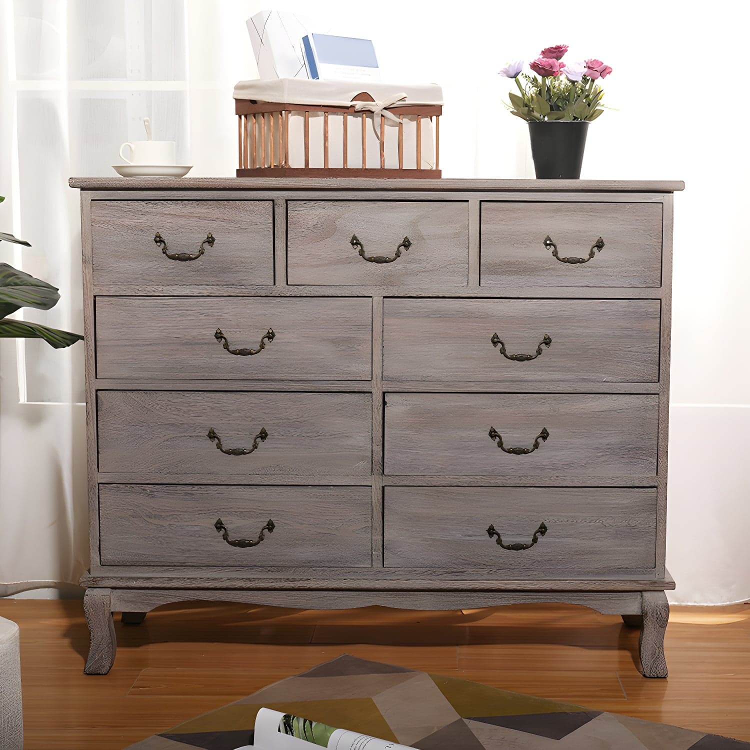 Nautical Storage Chest Bedroom Solid Wood Chest with Drawers - image 7